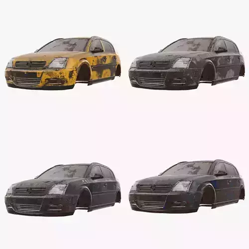 8k abandoned cars destroyed vehicles Low-poly 3D model