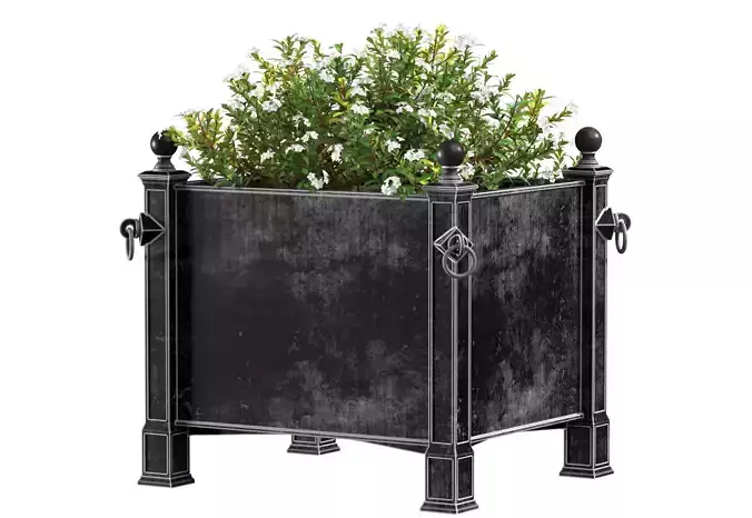 Flowers in the garden planter Restoration Hardware ArtDeco 3D model
