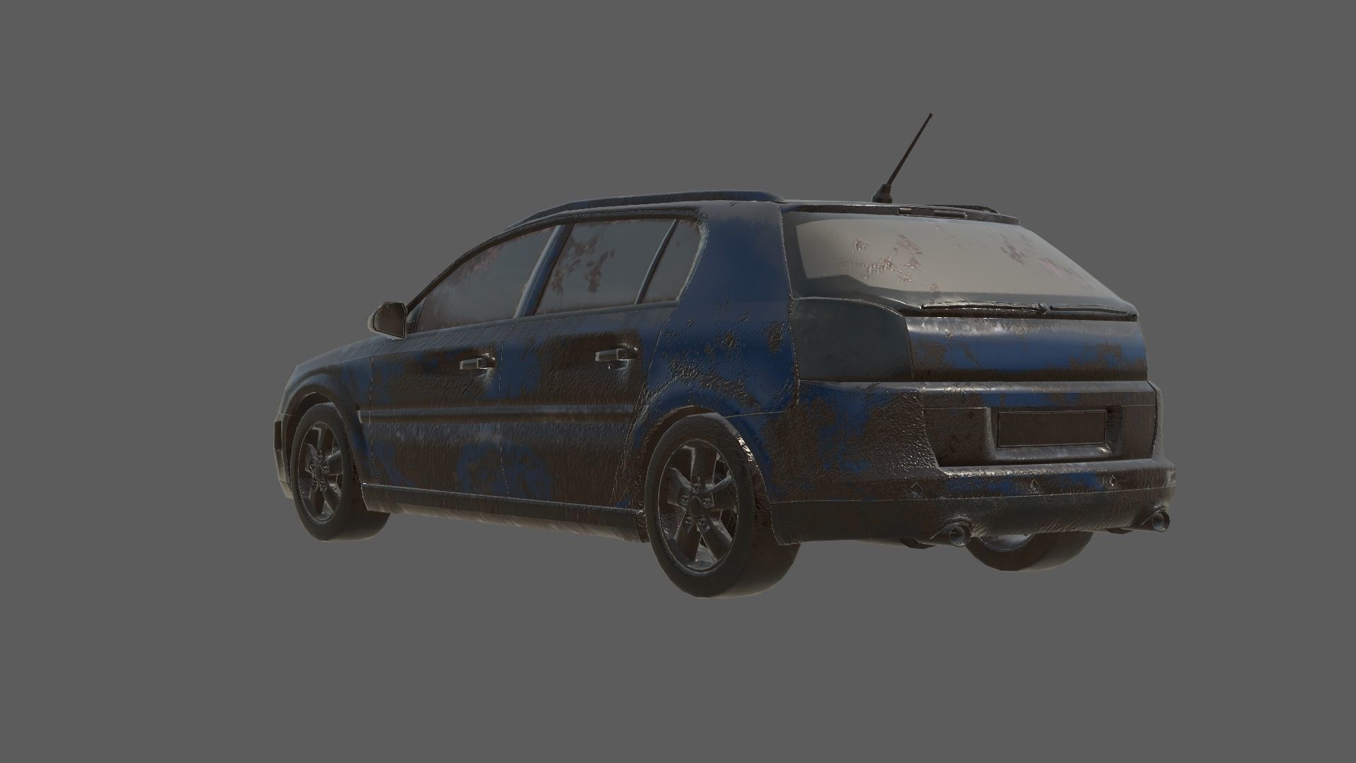 abandoned cars destroyed vehicles Low-poly 3D model_3