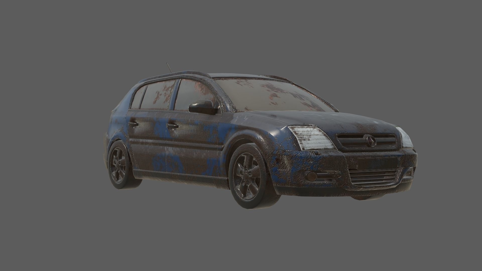 abandoned cars destroyed vehicles Low-poly 3D model_7