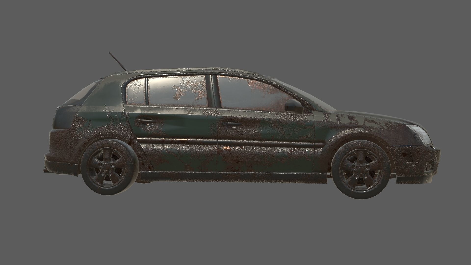abandoned cars destroyed vehicles Low-poly 3D model_17