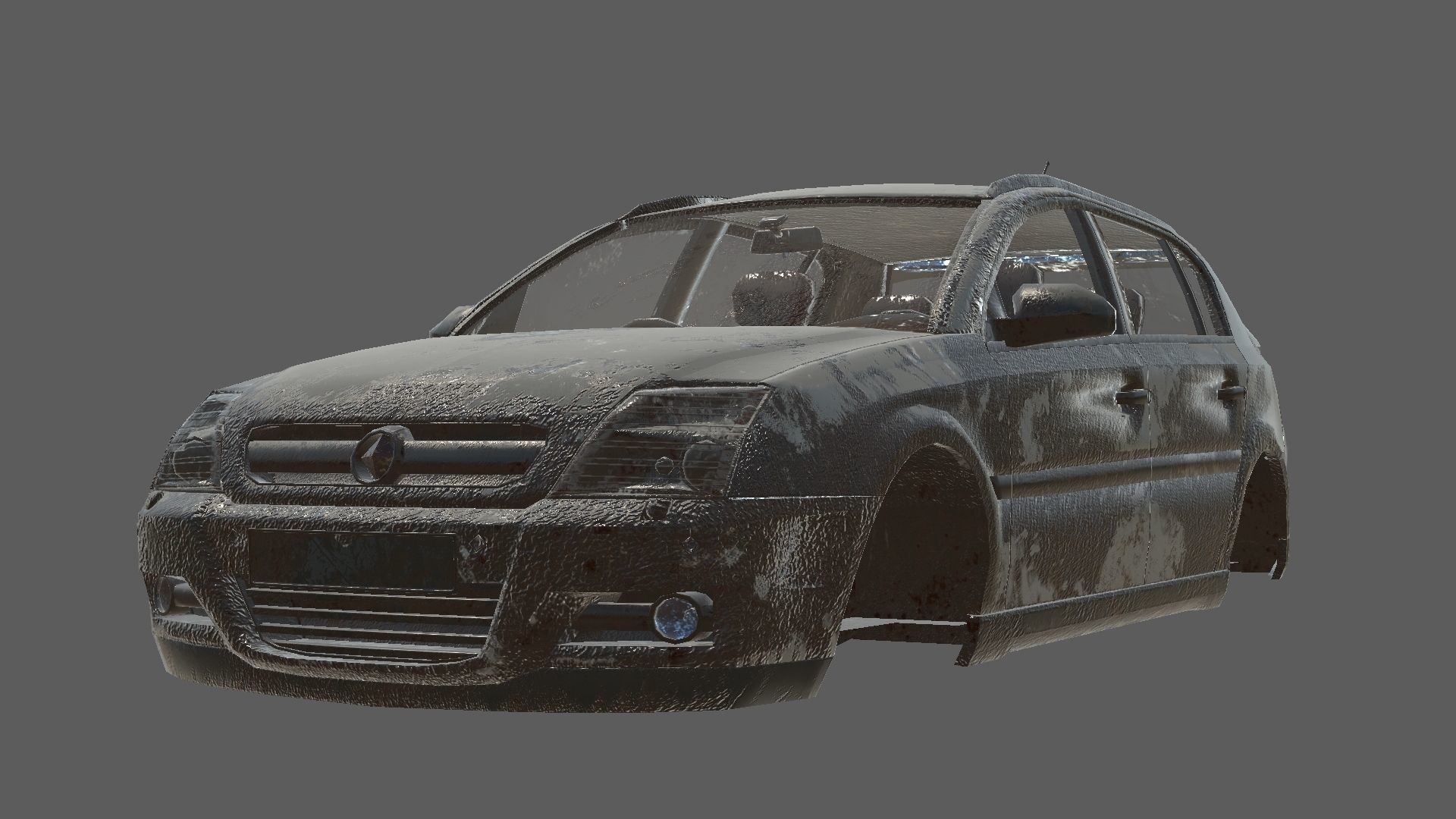 abandoned cars destroyed vehicles Low-poly 3D model_33