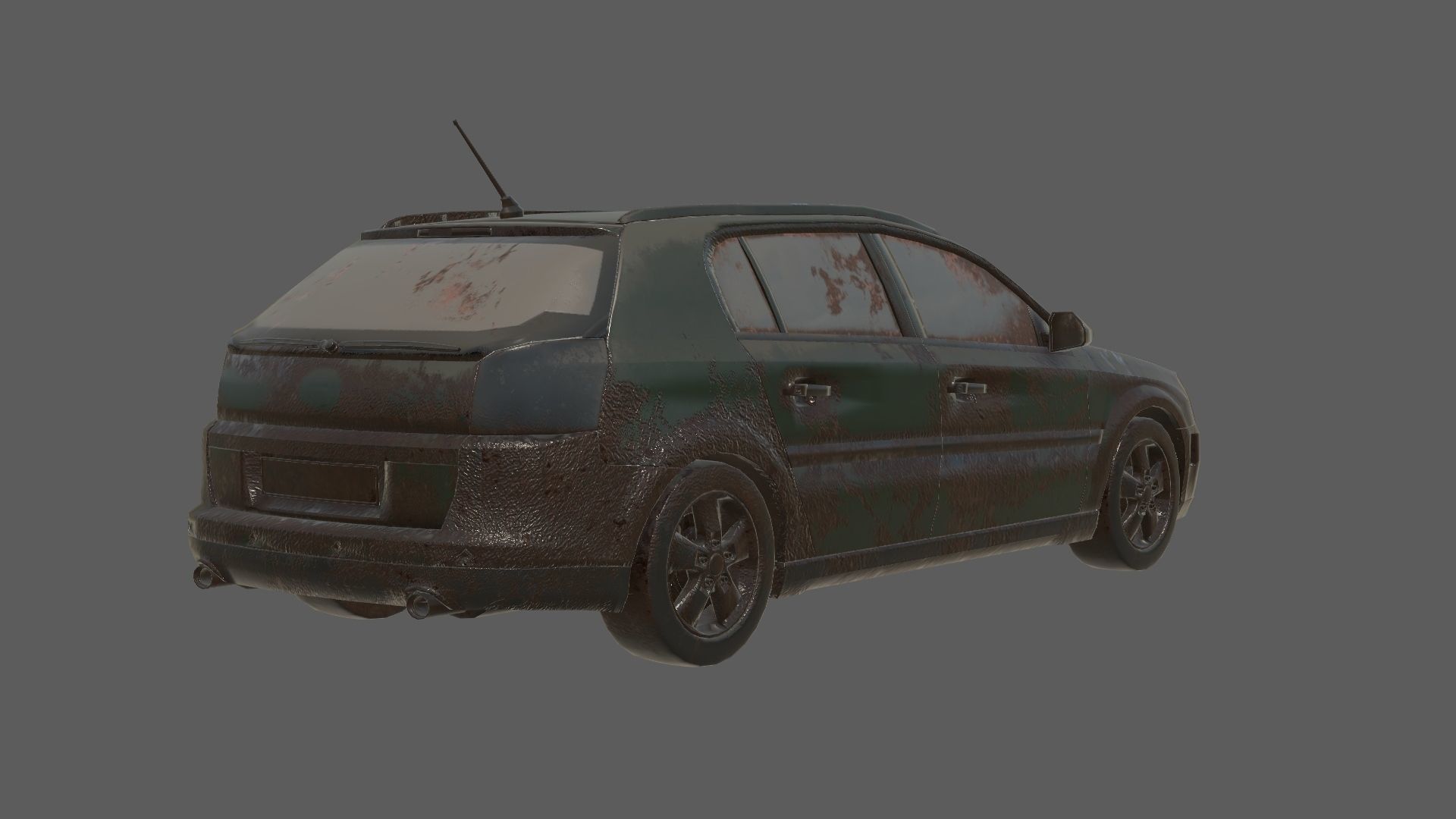abandoned cars destroyed vehicles Low-poly 3D model_16