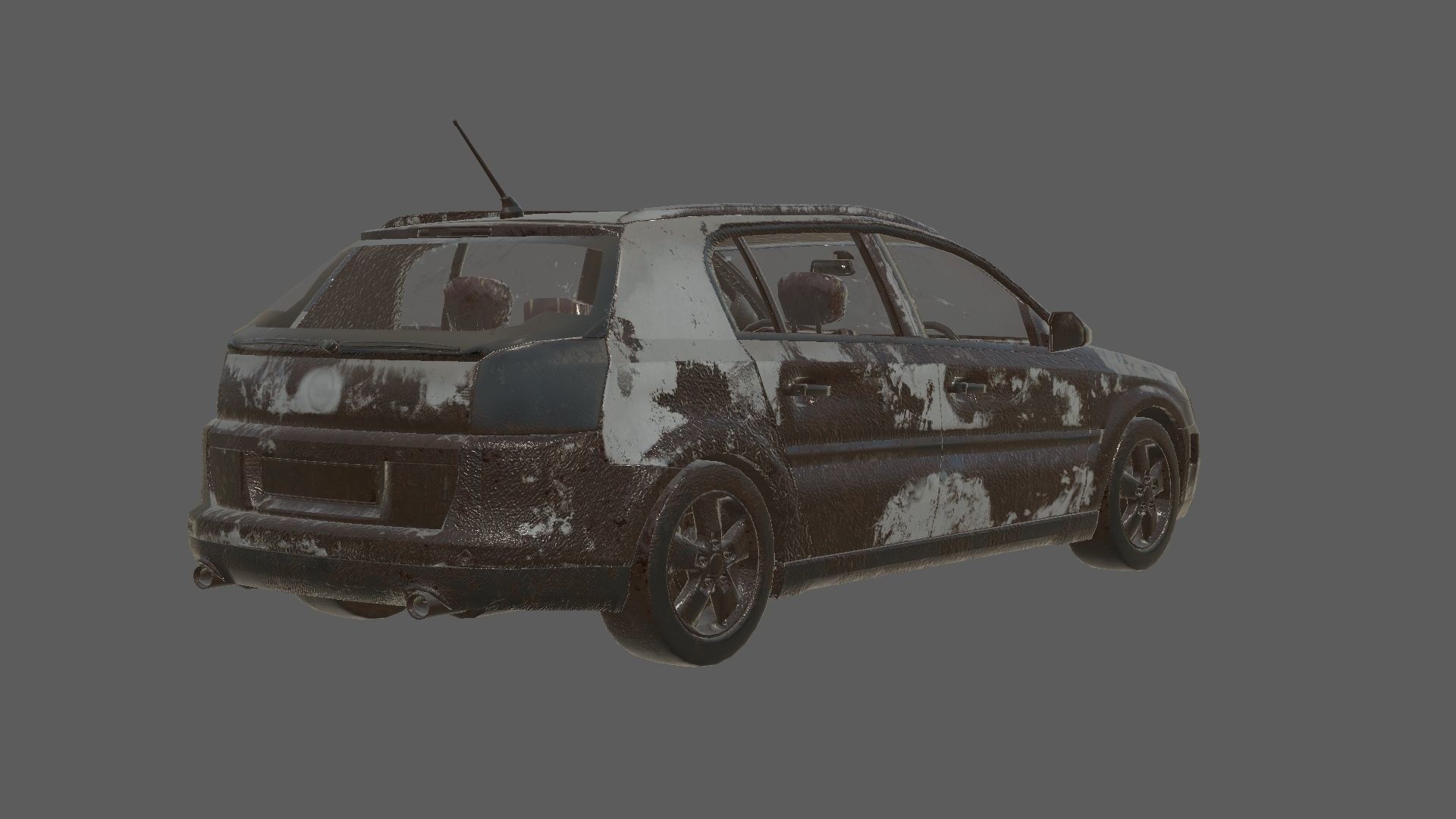 abandoned cars destroyed vehicles Low-poly 3D model_27