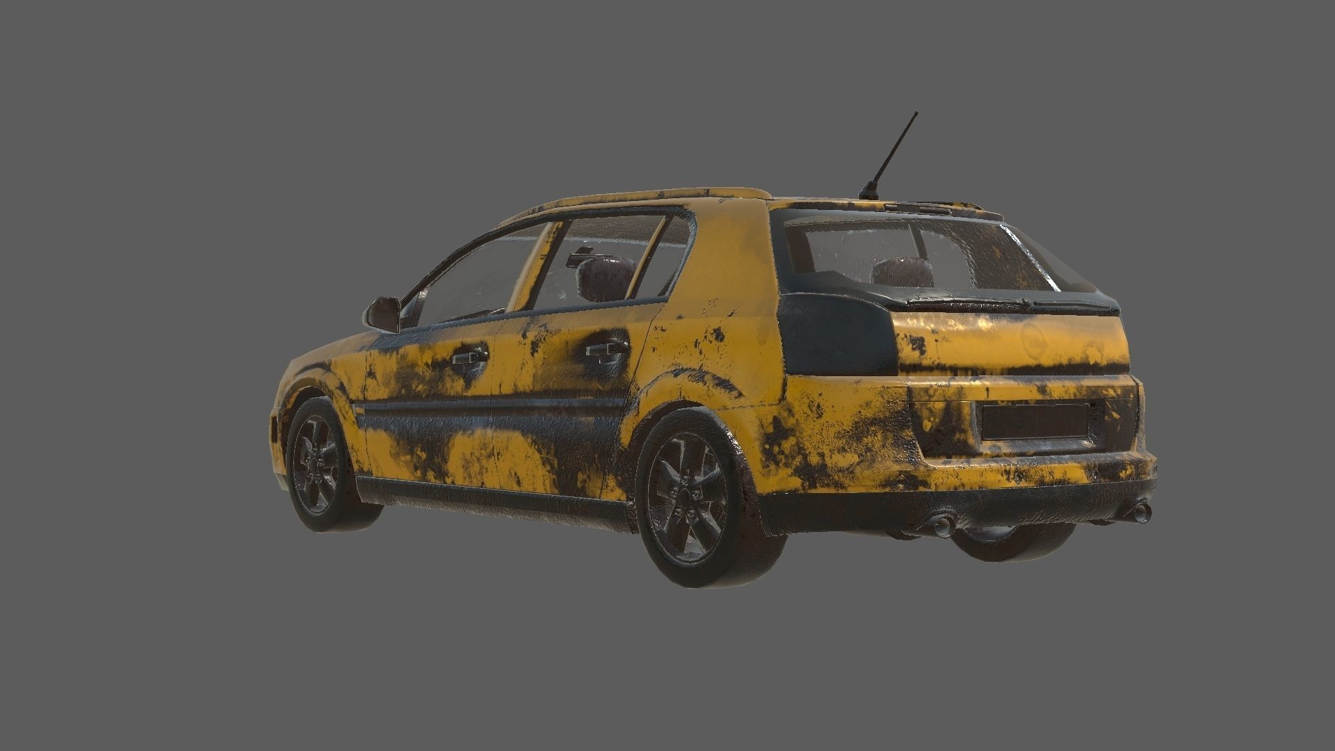 abandoned cars destroyed vehicles Low-poly 3D model_37