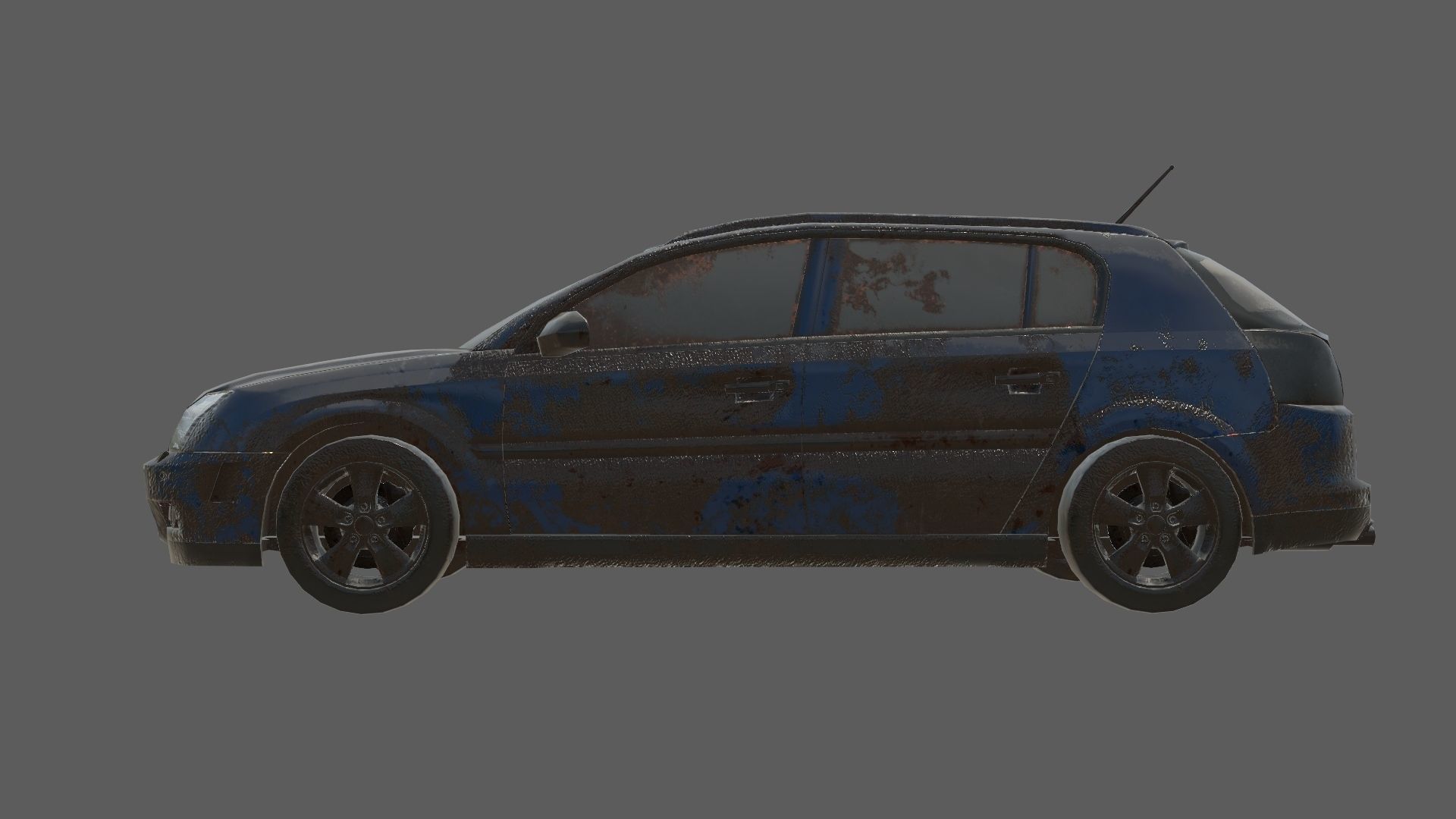 abandoned cars destroyed vehicles Low-poly 3D model_2