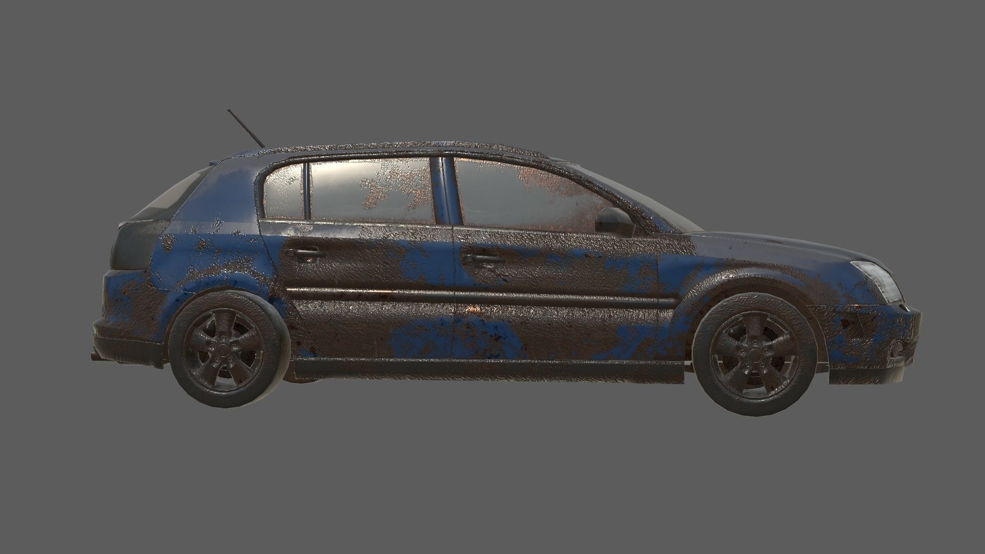 abandoned cars destroyed vehicles Low-poly 3D model_6