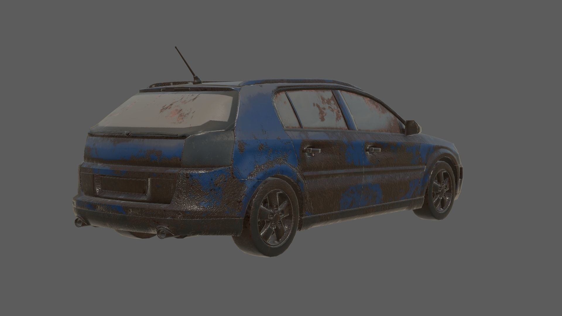 abandoned cars destroyed vehicles Low-poly 3D model_5