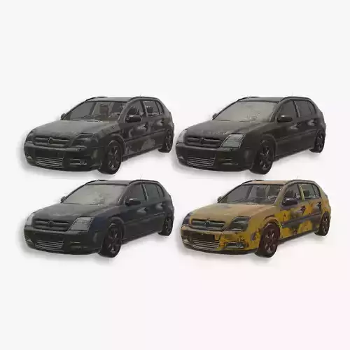 abandoned cars destroyed vehicles Low-poly 3D model