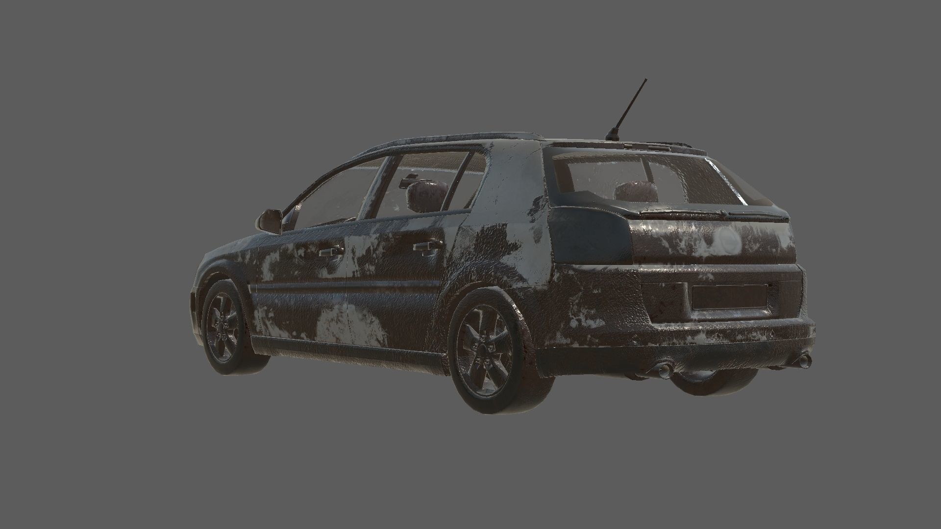 abandoned cars destroyed vehicles Low-poly 3D model_25