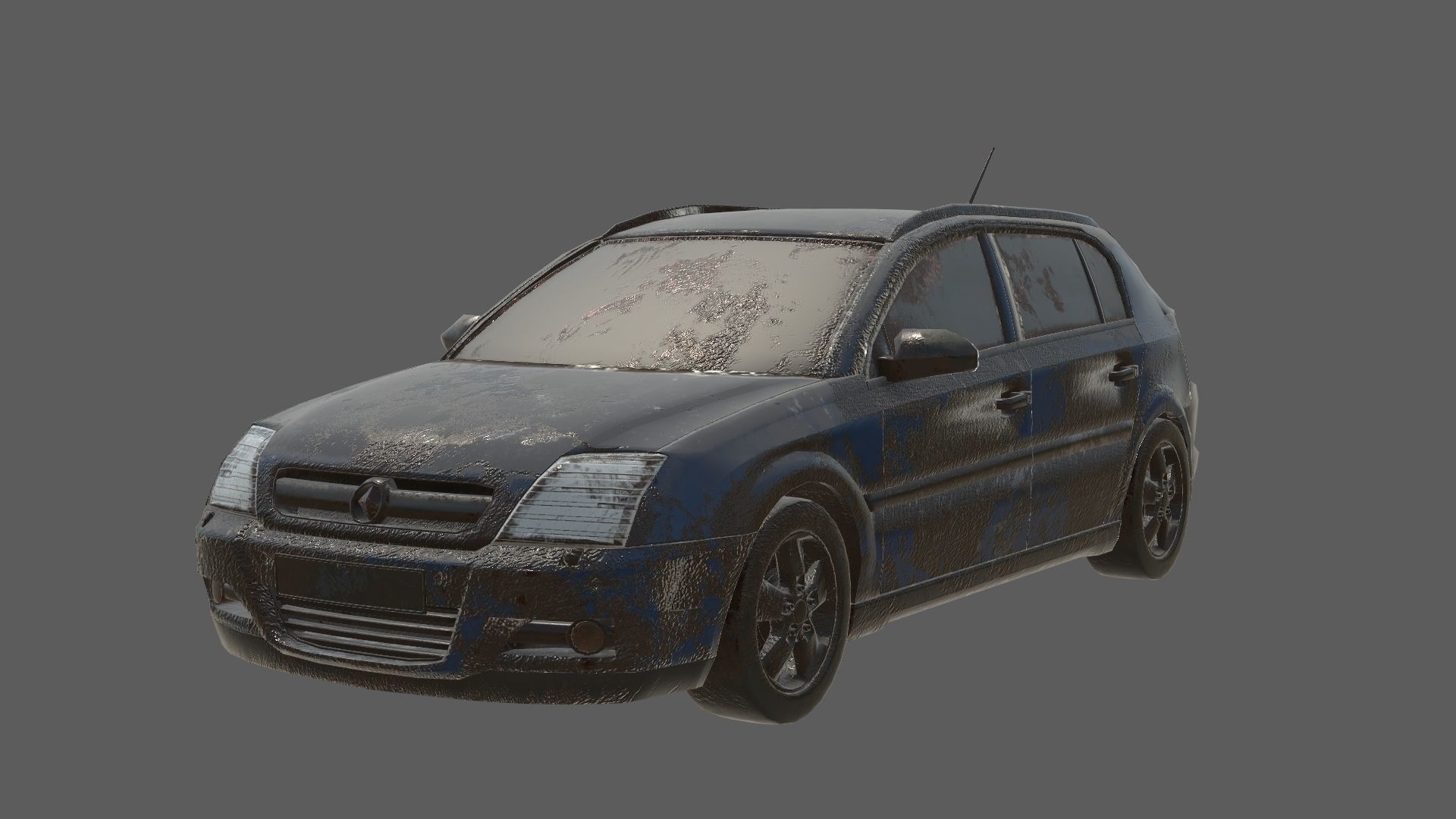 abandoned cars destroyed vehicles Low-poly 3D model_1