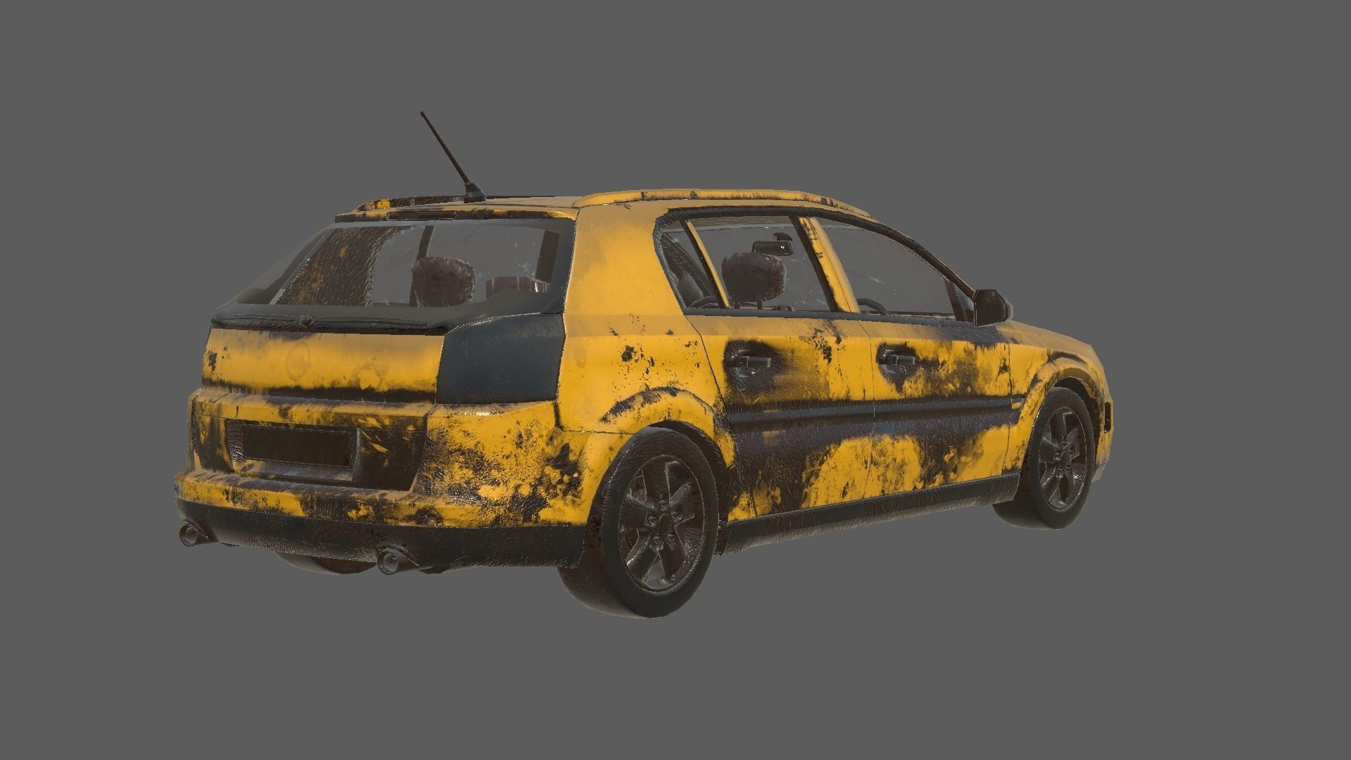 abandoned cars destroyed vehicles Low-poly 3D model_39