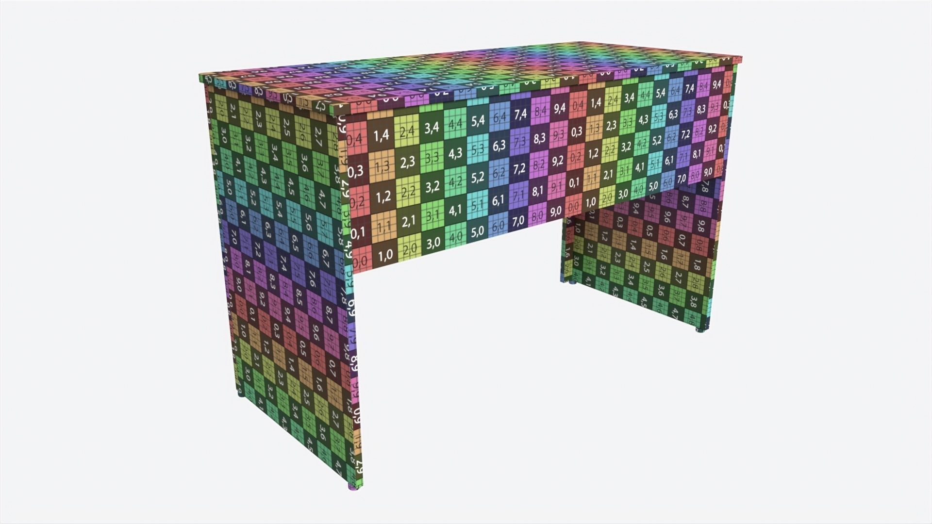 Study Desk Wooden Simple 3D model_9