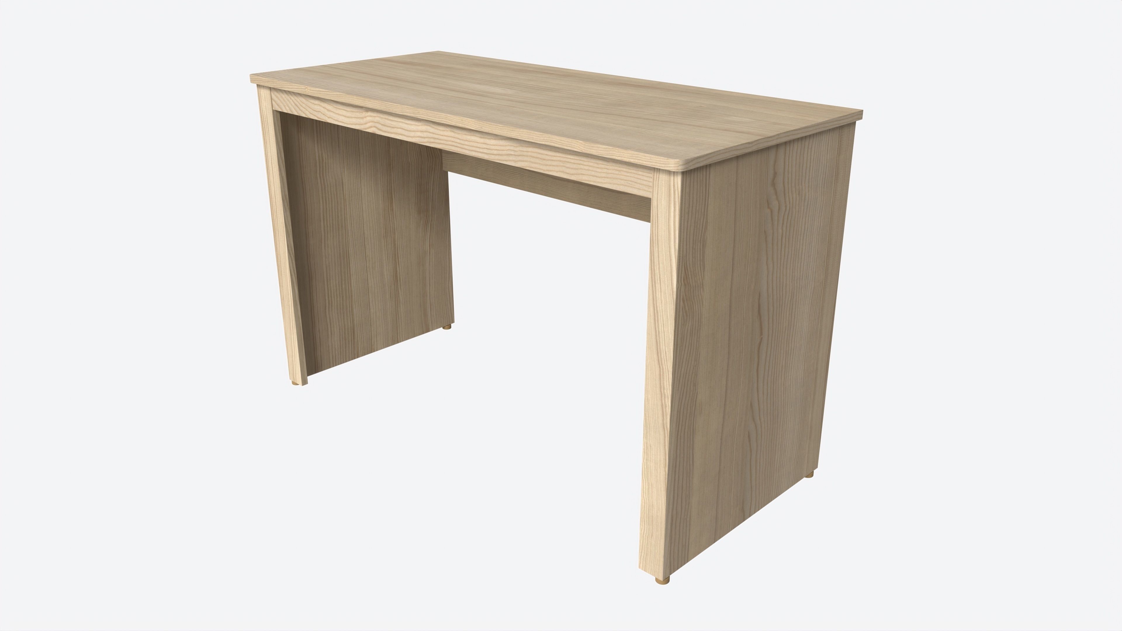 Study Desk Wooden Simple 3D model_1