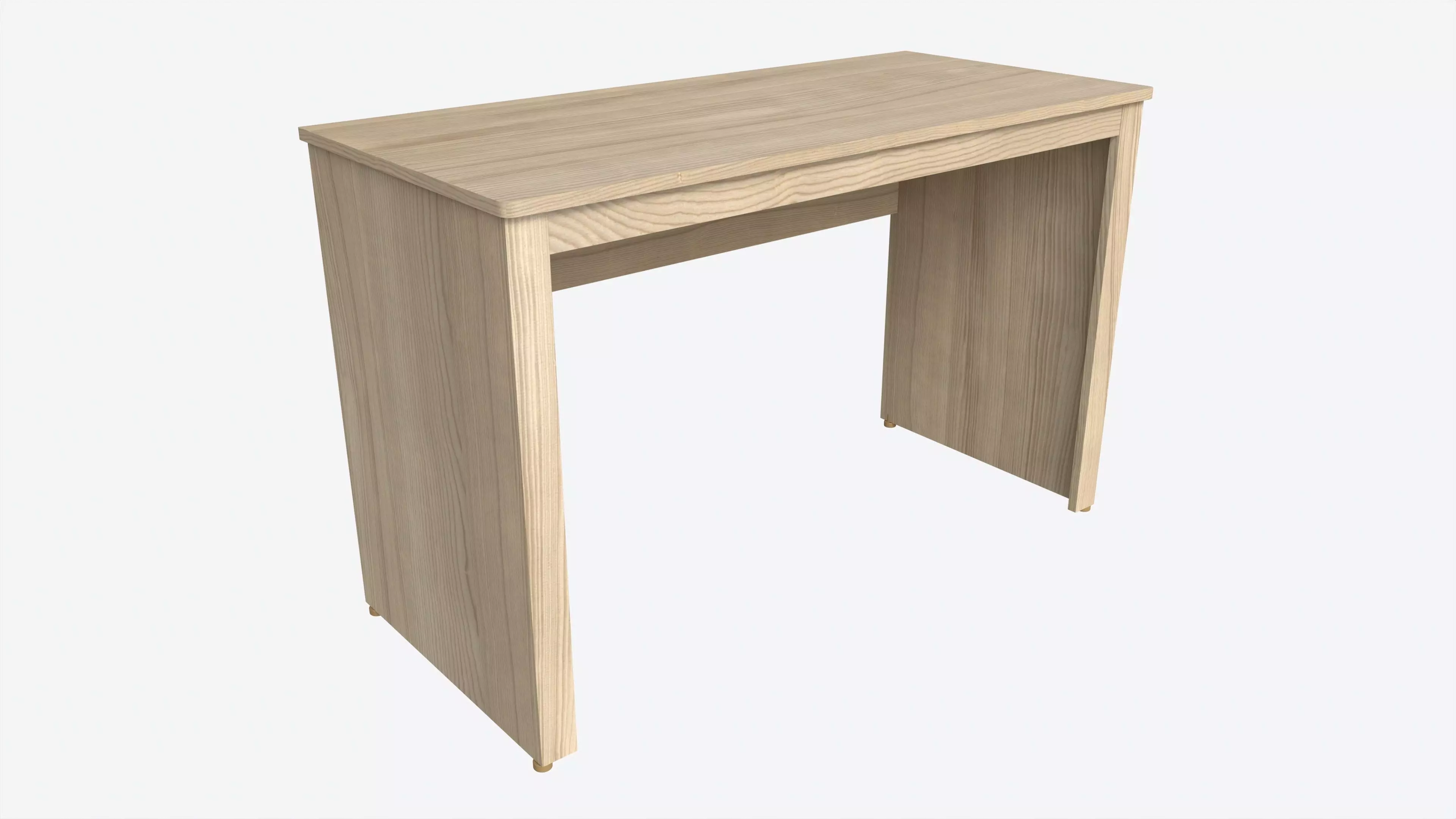 Study Desk Wooden Simple 3D model_0