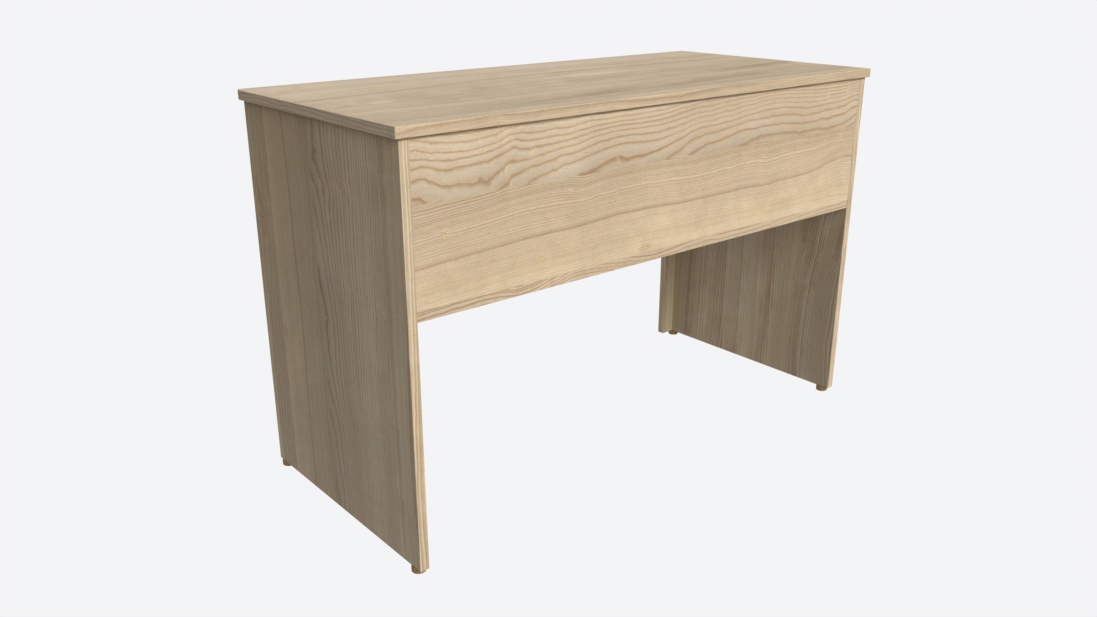 Study Desk Wooden Simple 3D model_3