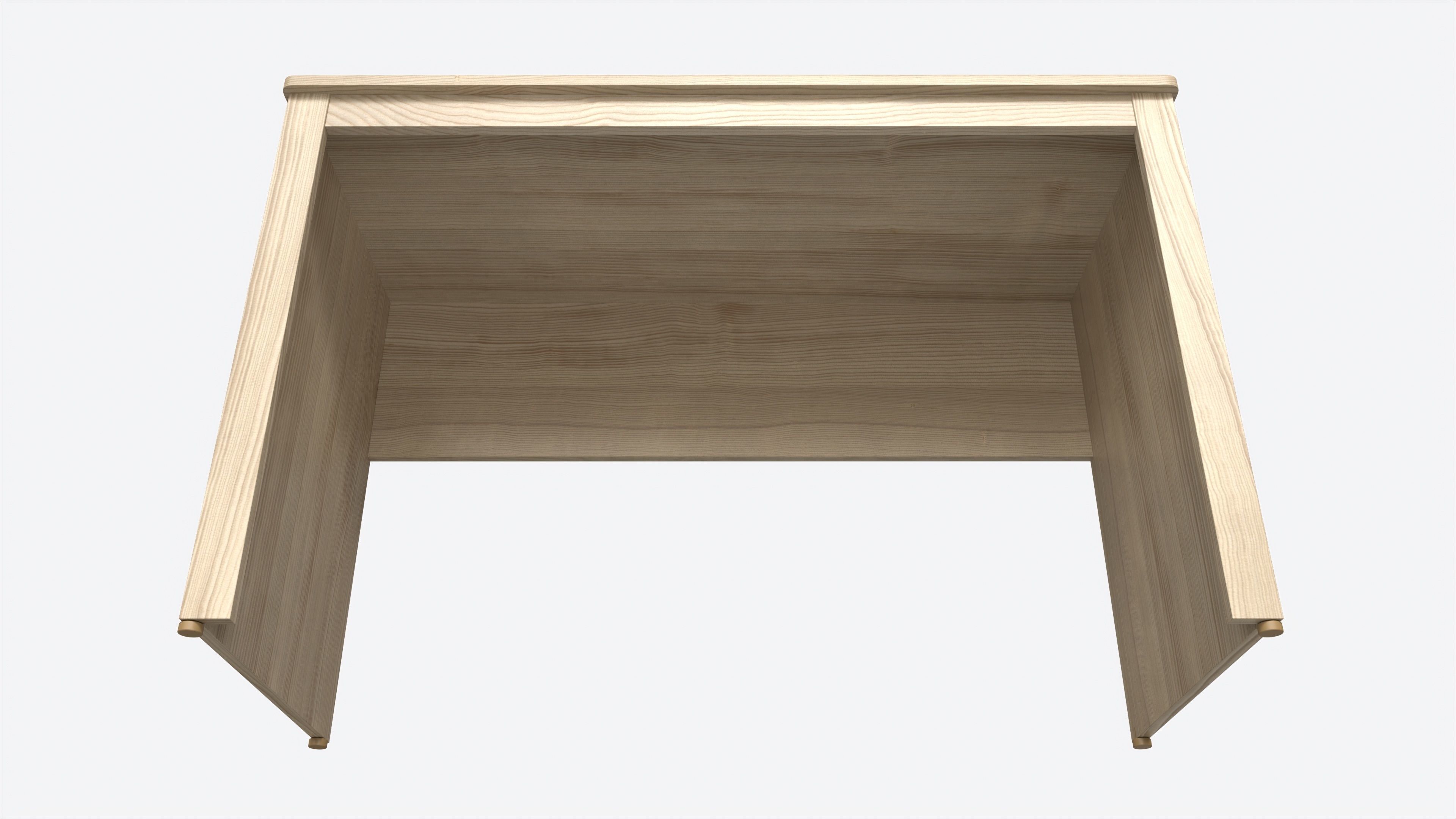 Study Desk Wooden Simple 3D model_2