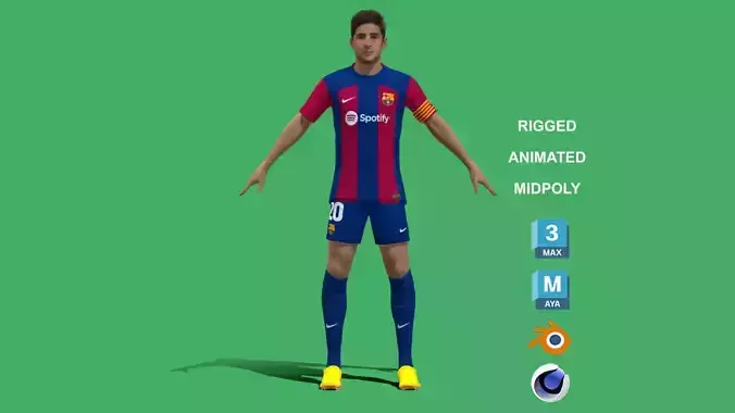 3D Rigged Sergi Roberto Barcelona 2024 3D model