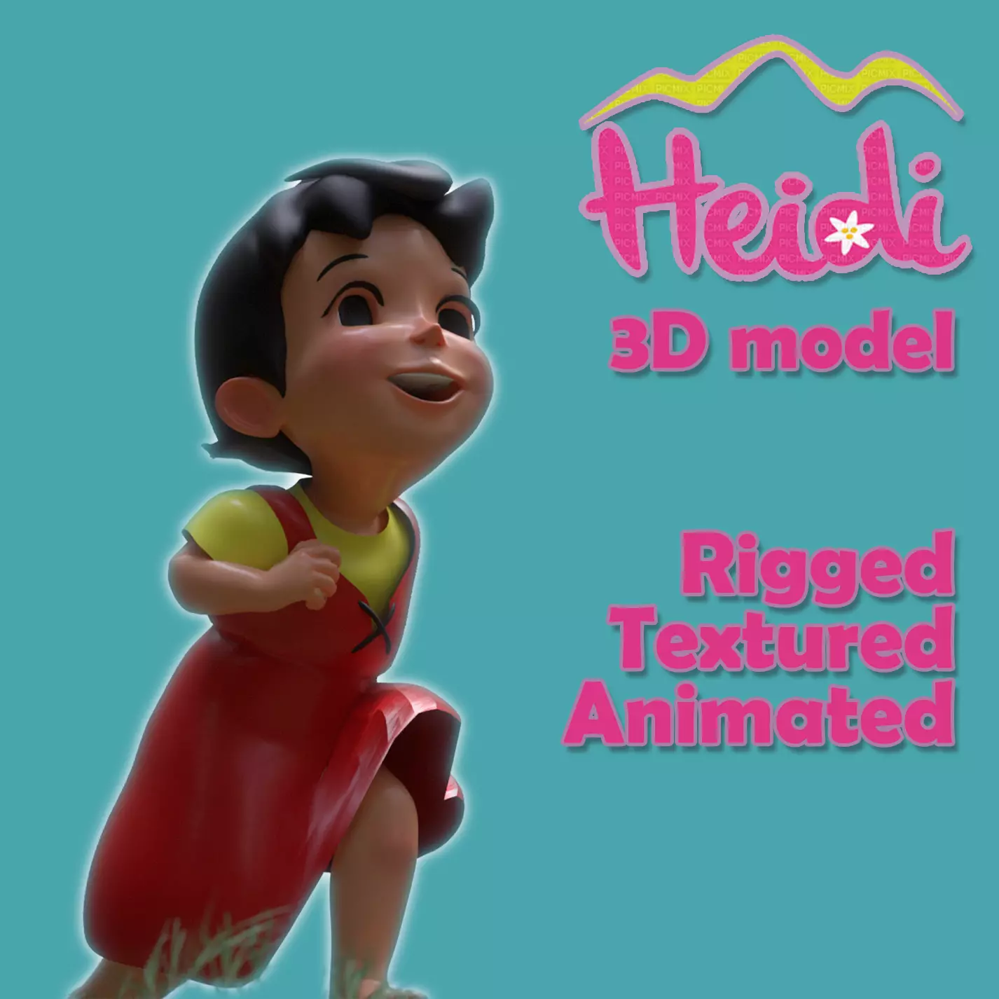 Heidi Girl of the Alps renderable Low-poly 3D model_0