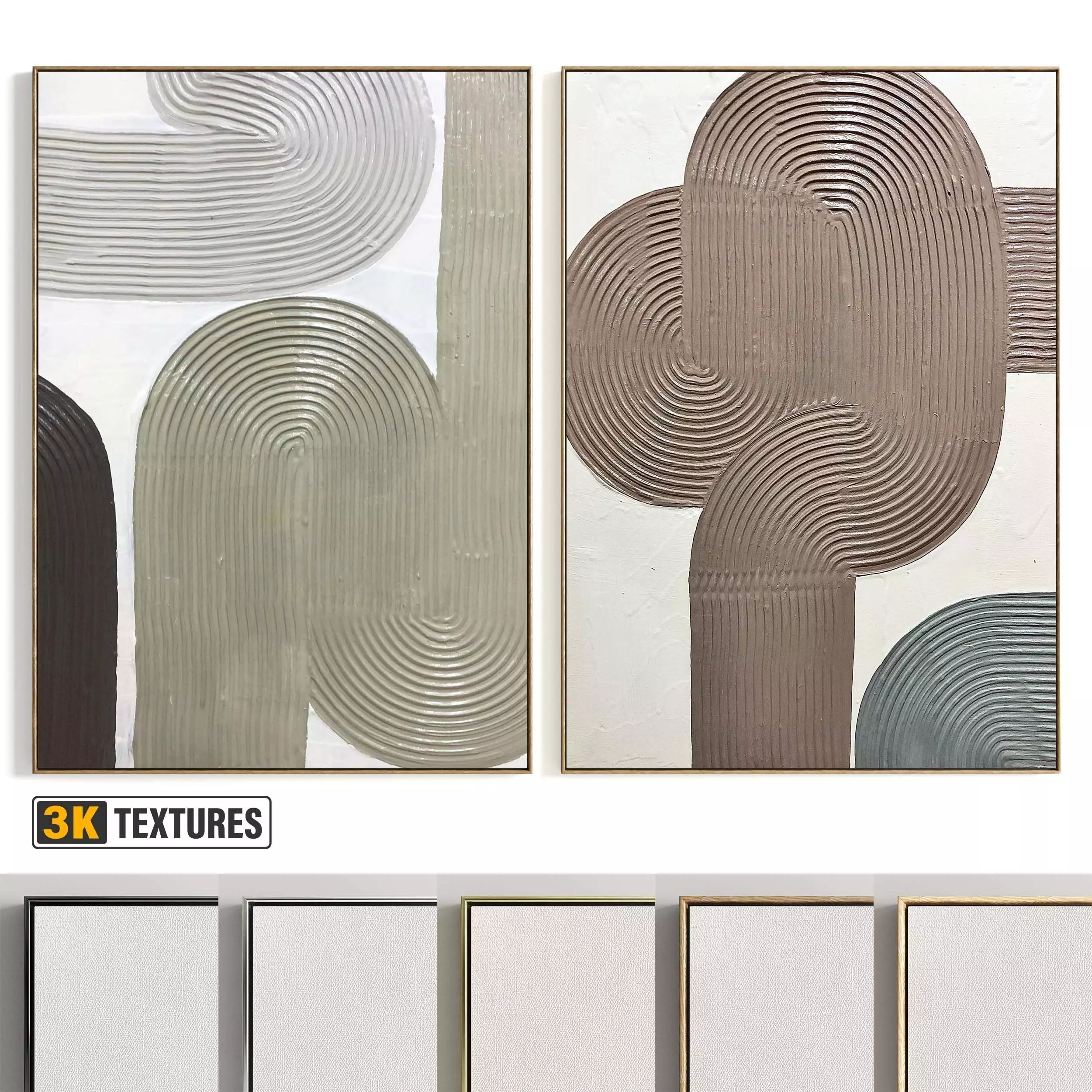 Plaster Two Photo Frame 440 Low-poly 3D model_0