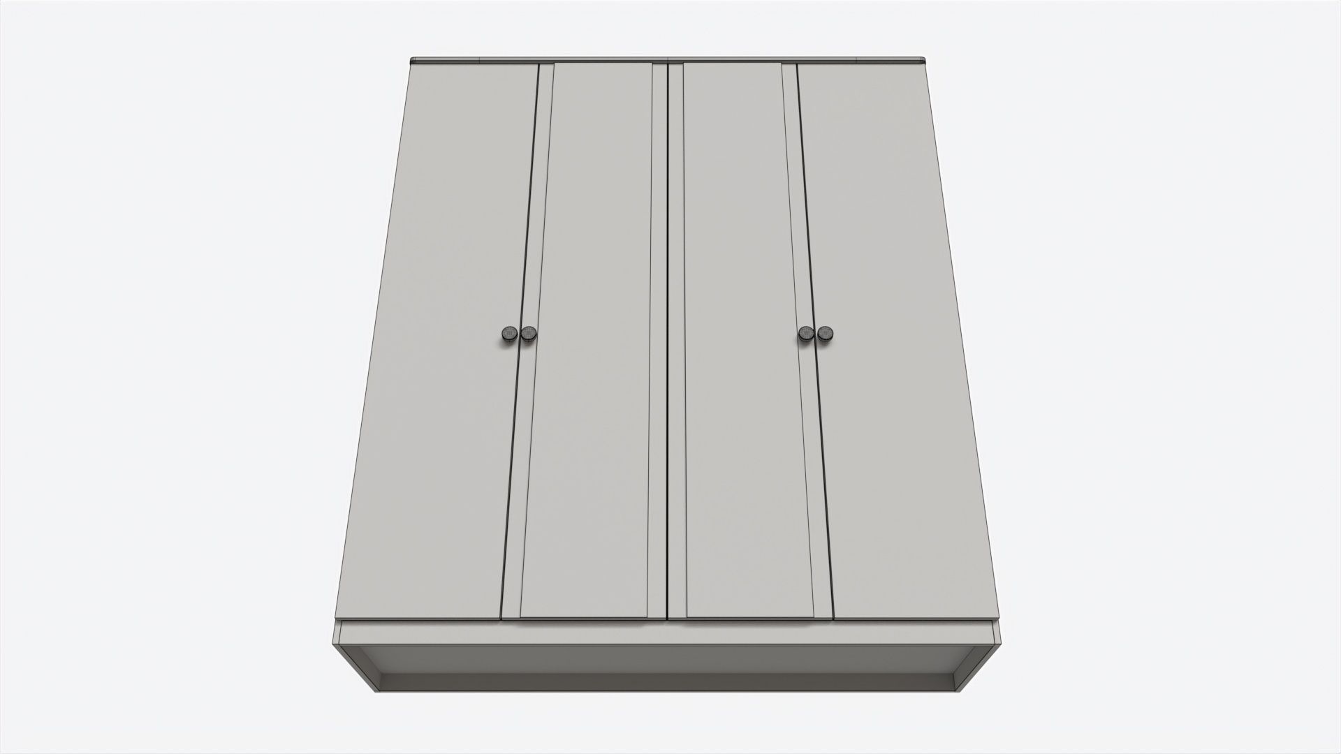 Wardrobe 4-door Wooden with Mirrors 3D model_6