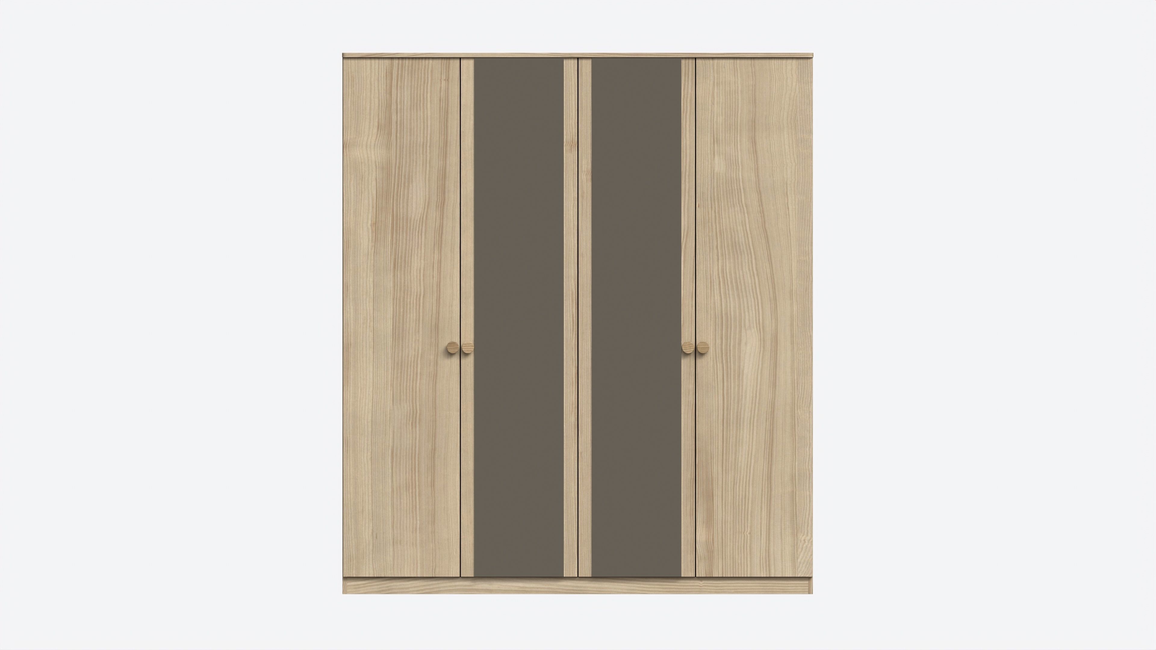 Wardrobe 4-door Wooden with Mirrors 3D model_4
