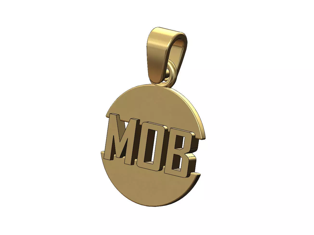 MOB split round pendant with bail 3D print model