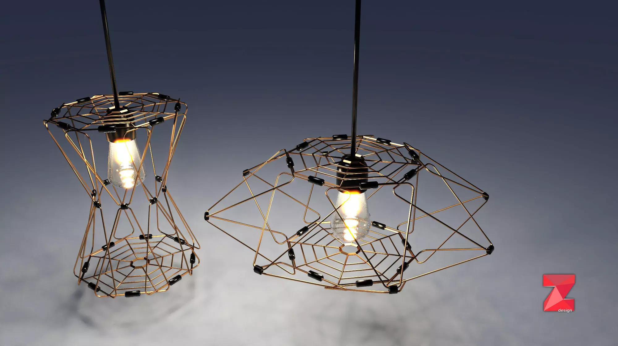 cage adjustable light fixture 3D model_0