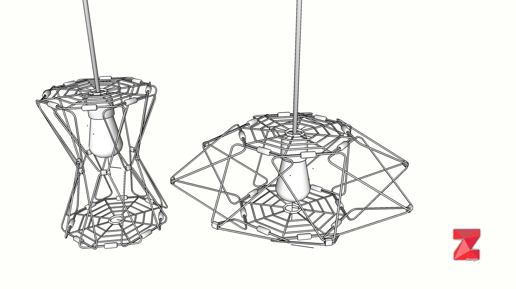 cage adjustable light fixture 3D model_3