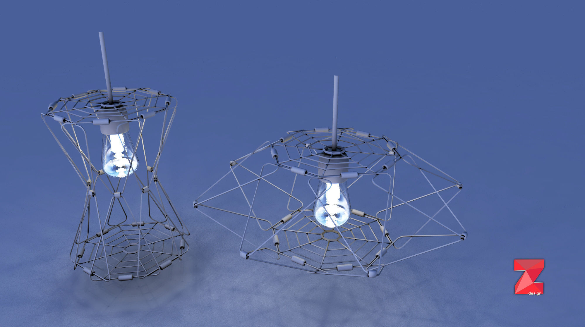 cage adjustable light fixture 3D model_1