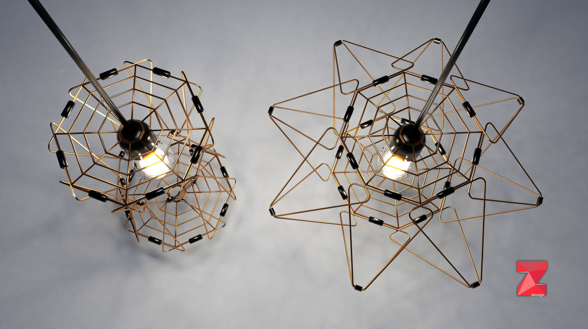 cage adjustable light fixture 3D model_2
