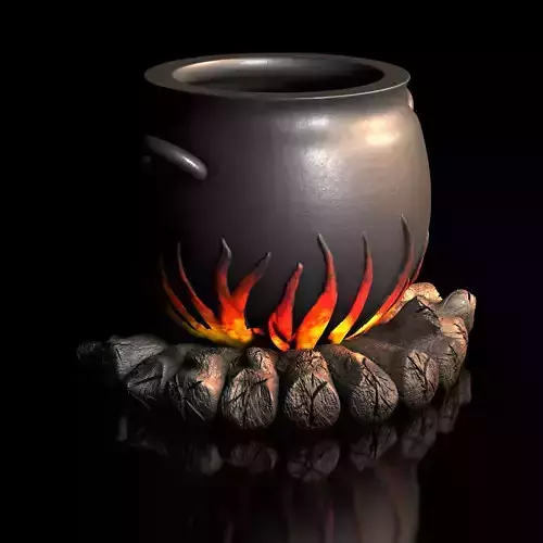 Witches Cauldron 3D Model File High-Polygon
