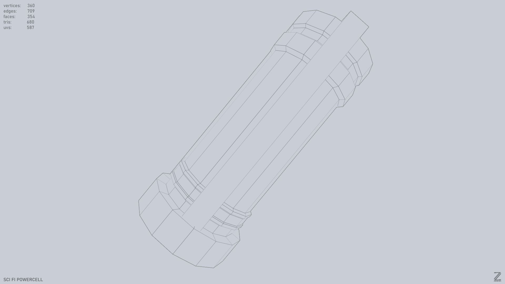 Scifi Powercell Low-poly 3D model_12