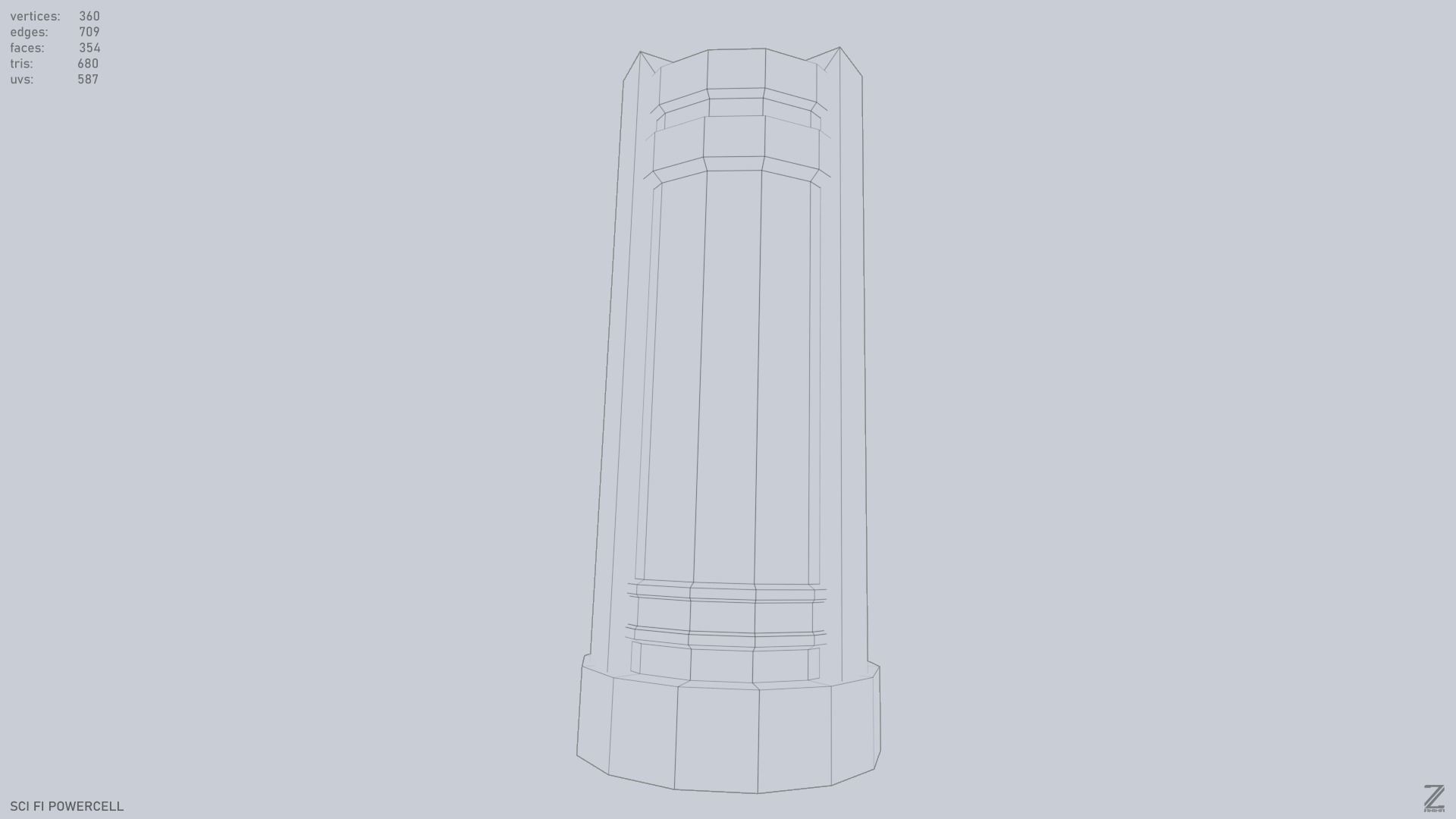 Scifi Powercell Low-poly 3D model_13