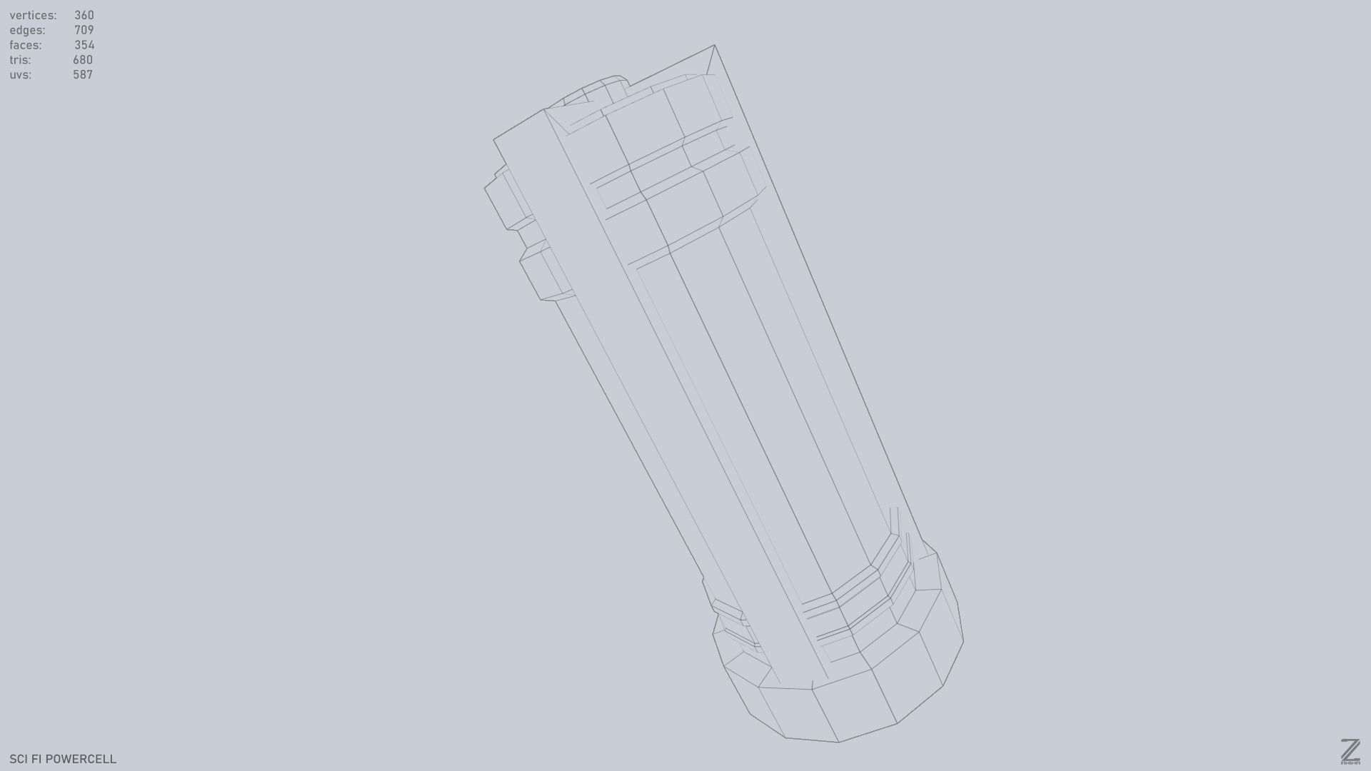 Scifi Powercell Low-poly 3D model_9