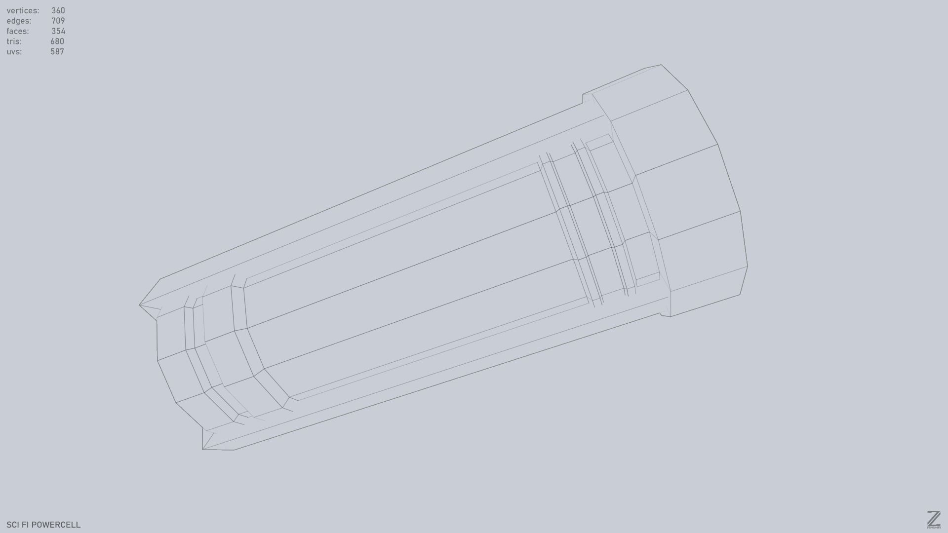 Scifi Powercell Low-poly 3D model_14