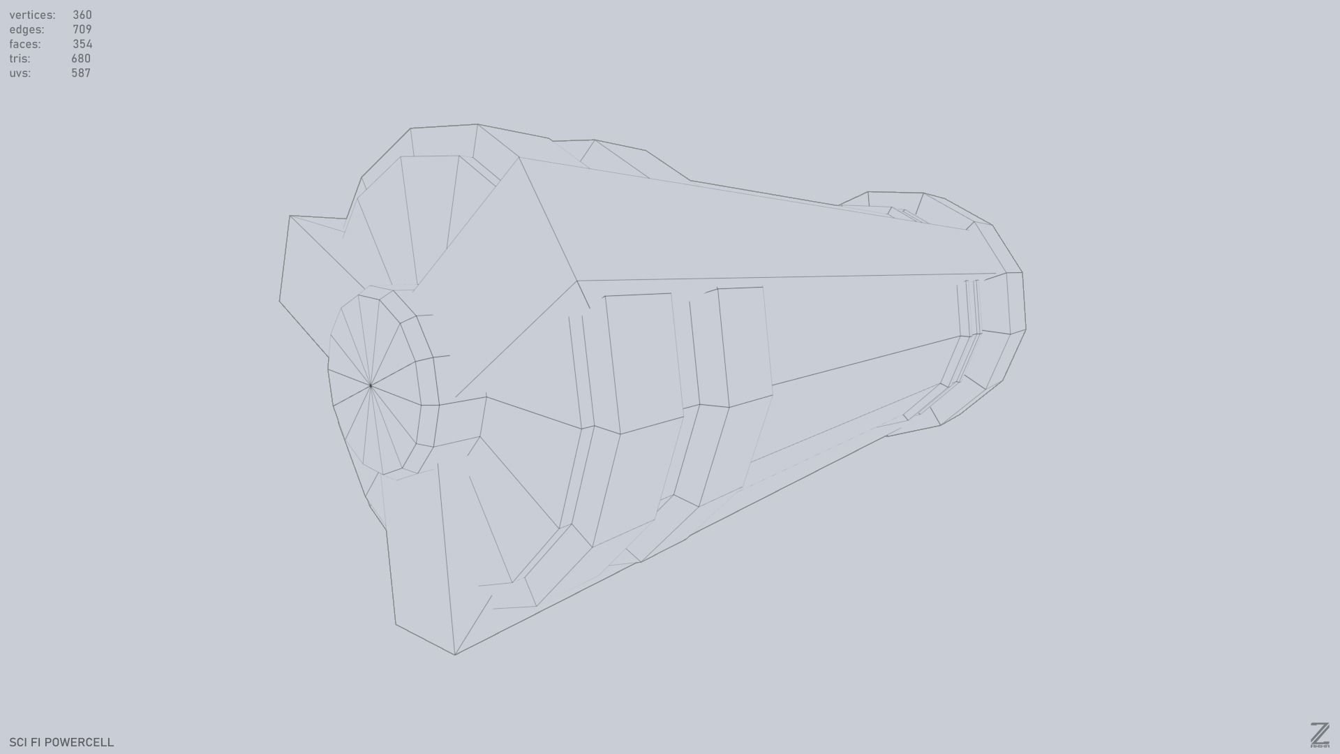 Scifi Powercell Low-poly 3D model_11