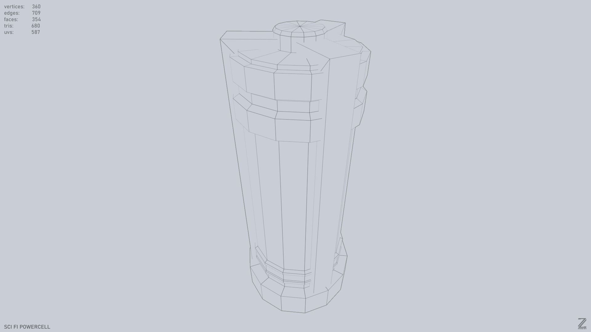 Scifi Powercell Low-poly 3D model_8