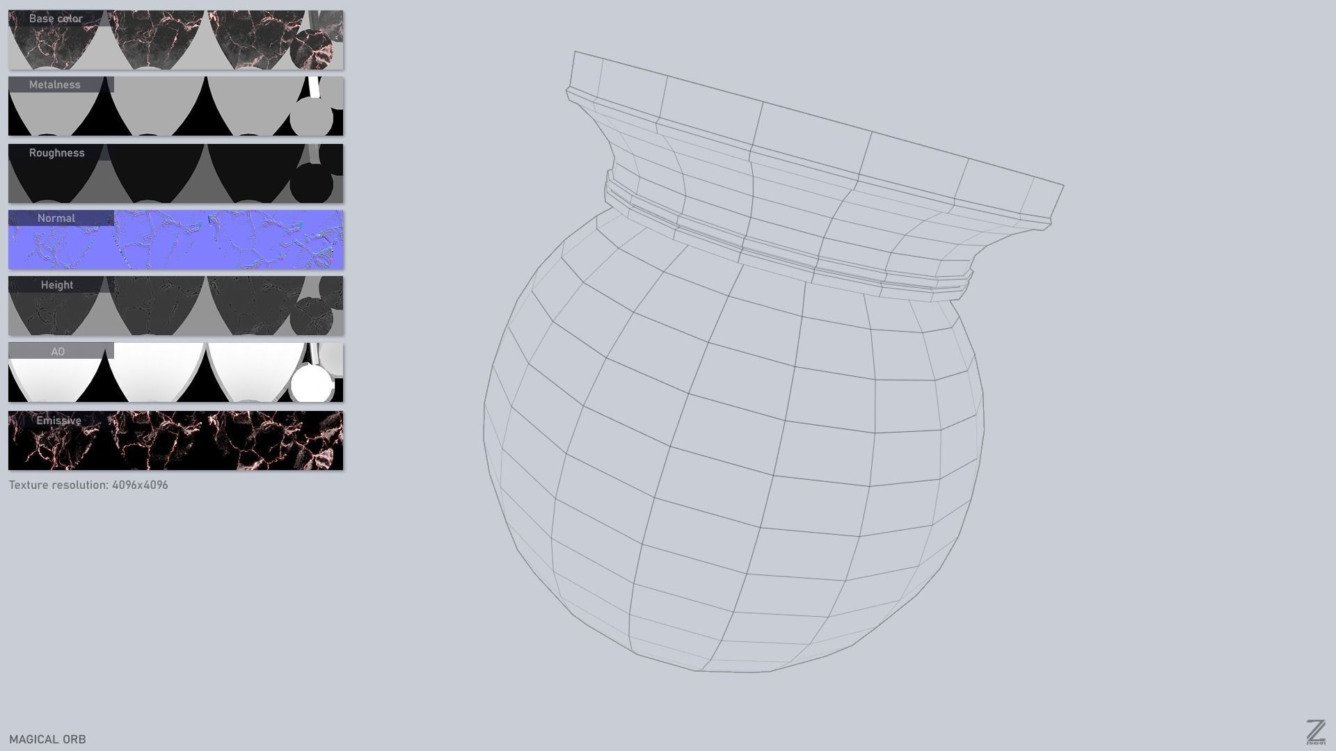 Magical Orb Low-poly 3D model_2