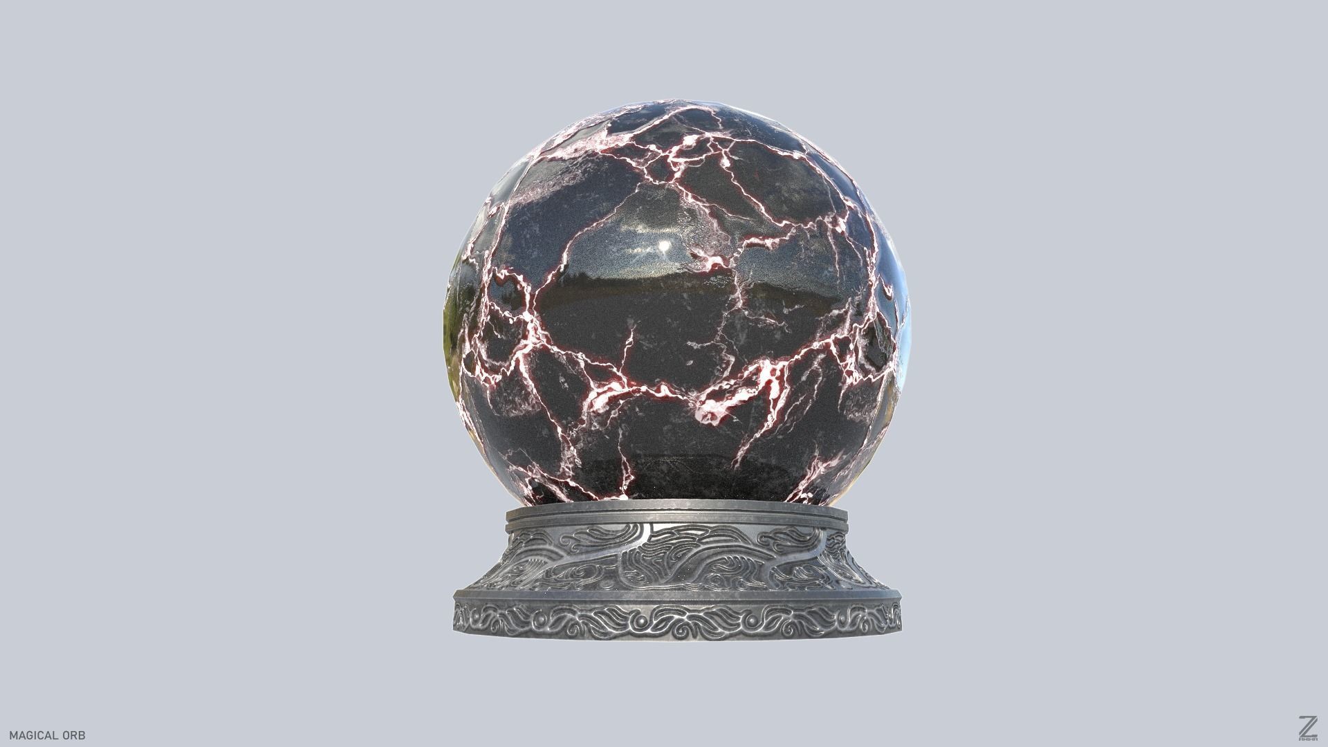Magical Orb Low-poly 3D model_4