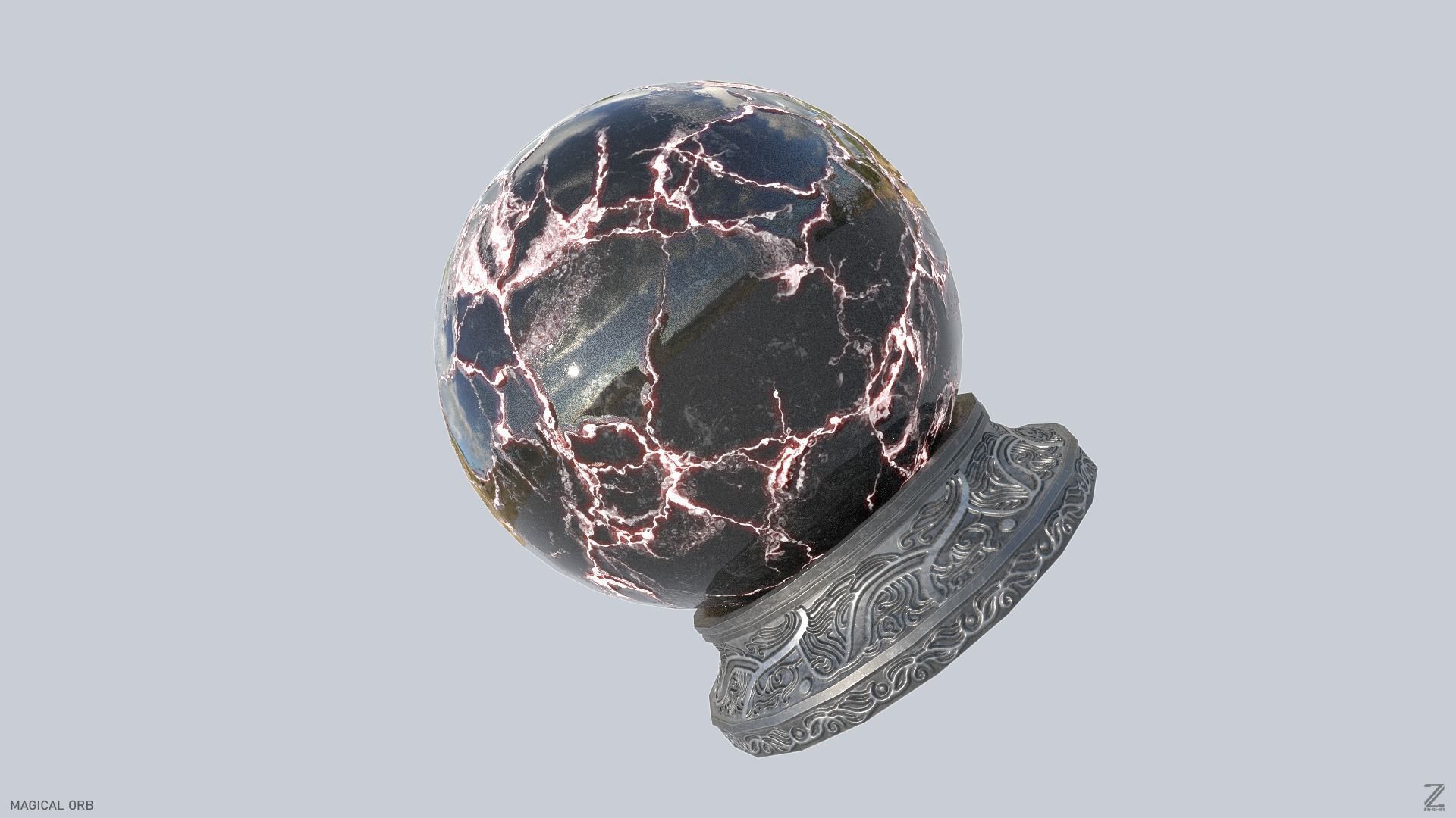 Magical Orb Low-poly 3D model_1