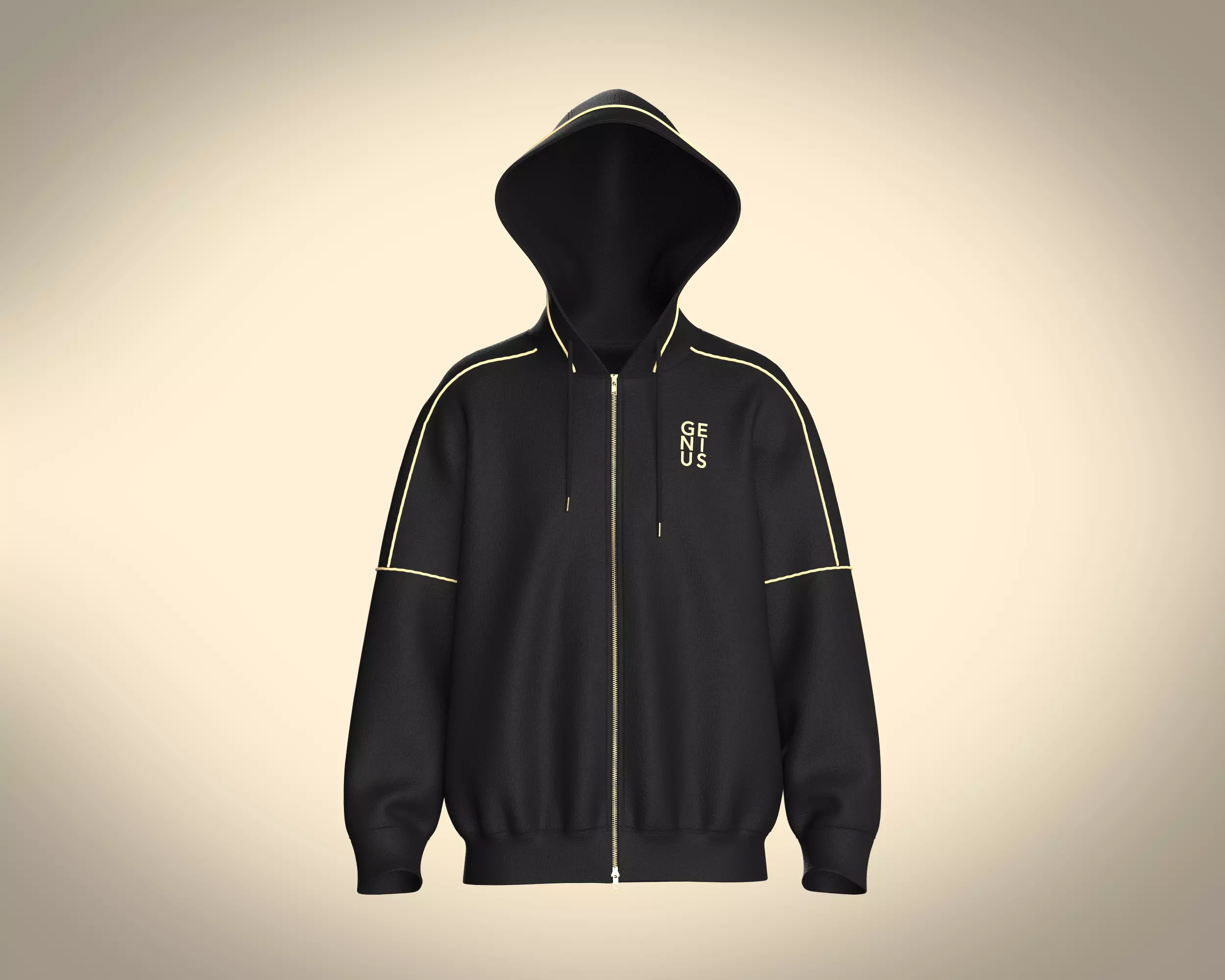 Mens Black And Gold Hoodie 3D model_0