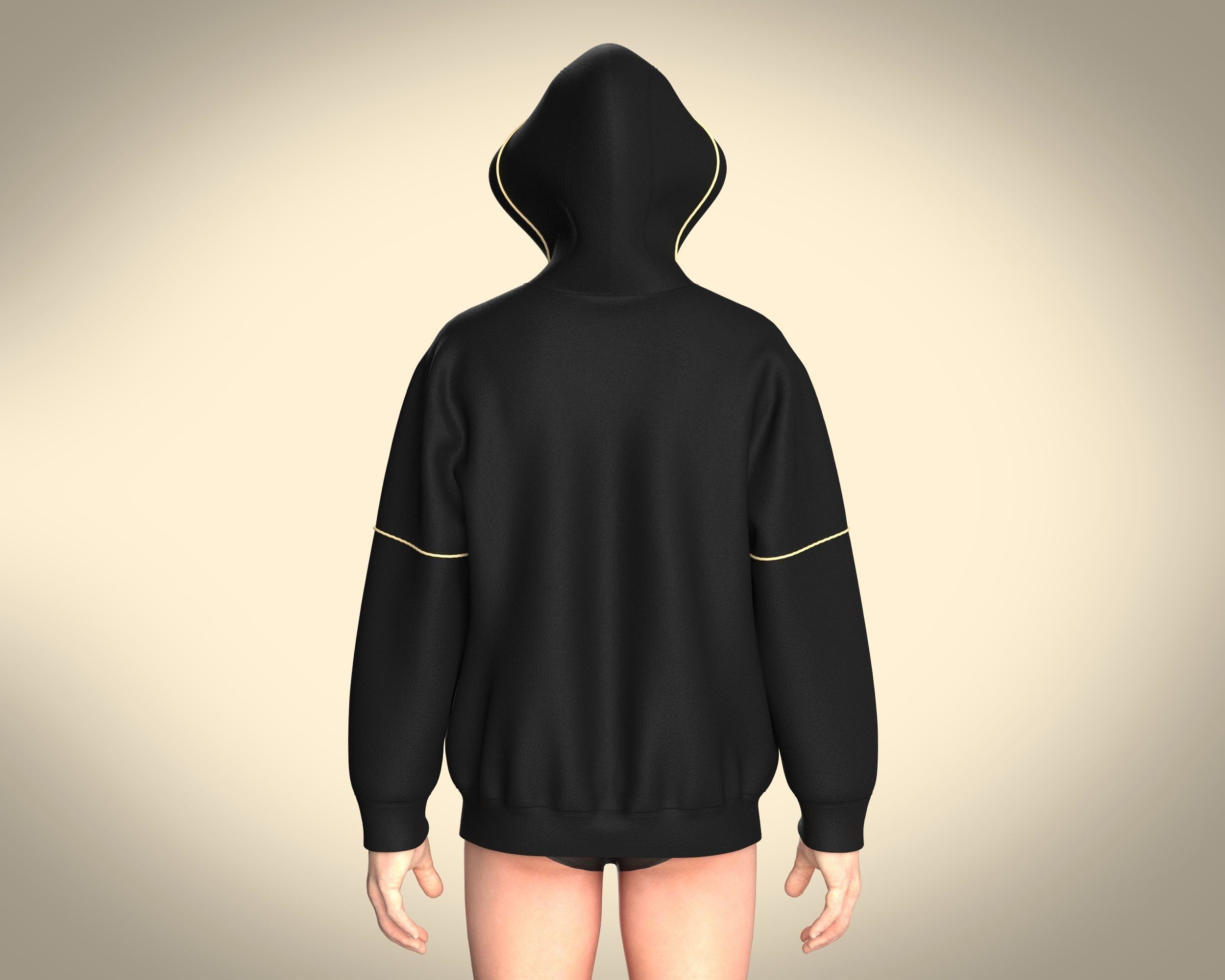 Mens Black And Gold Hoodie 3D model_10