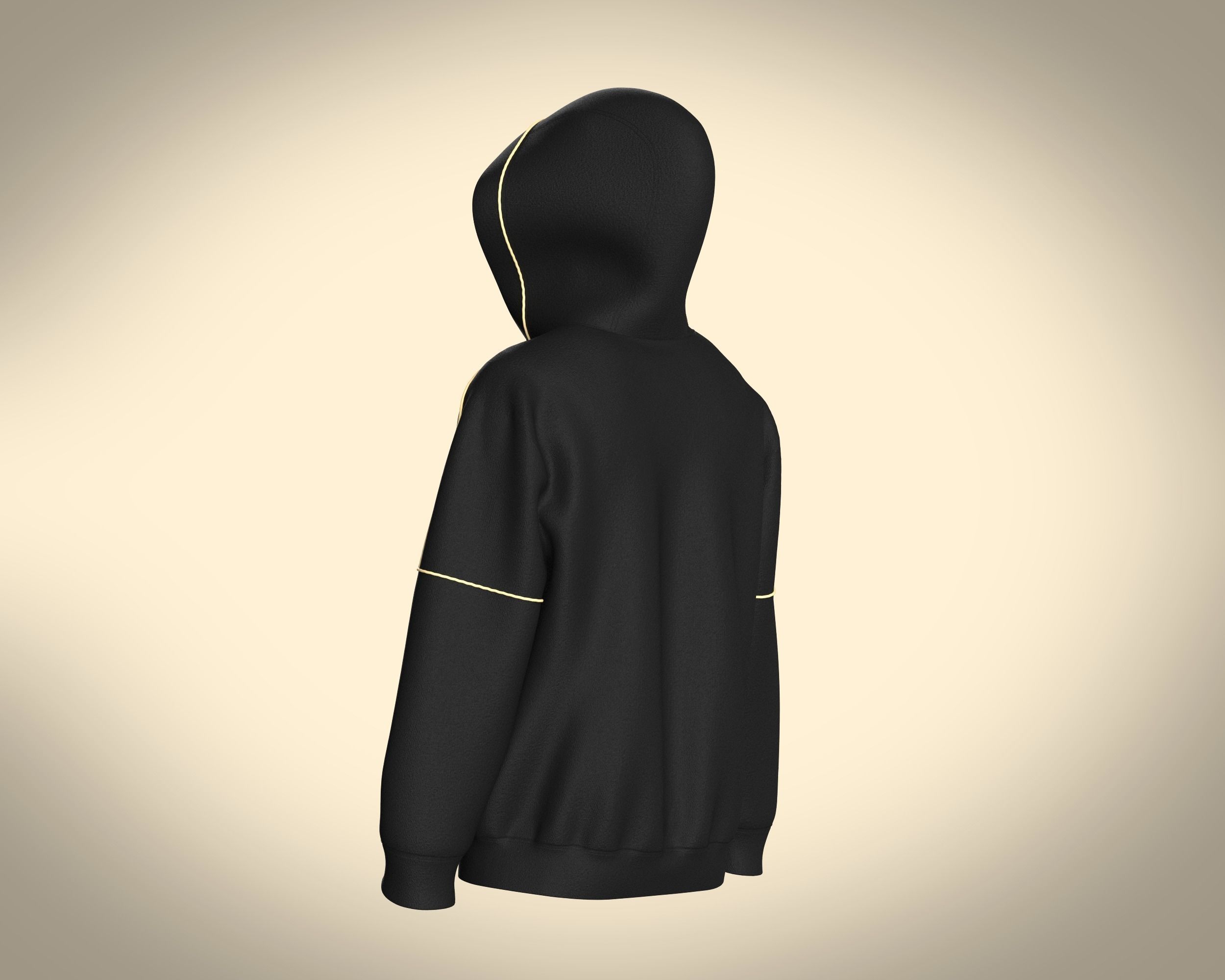 Mens Black And Gold Hoodie 3D model_5