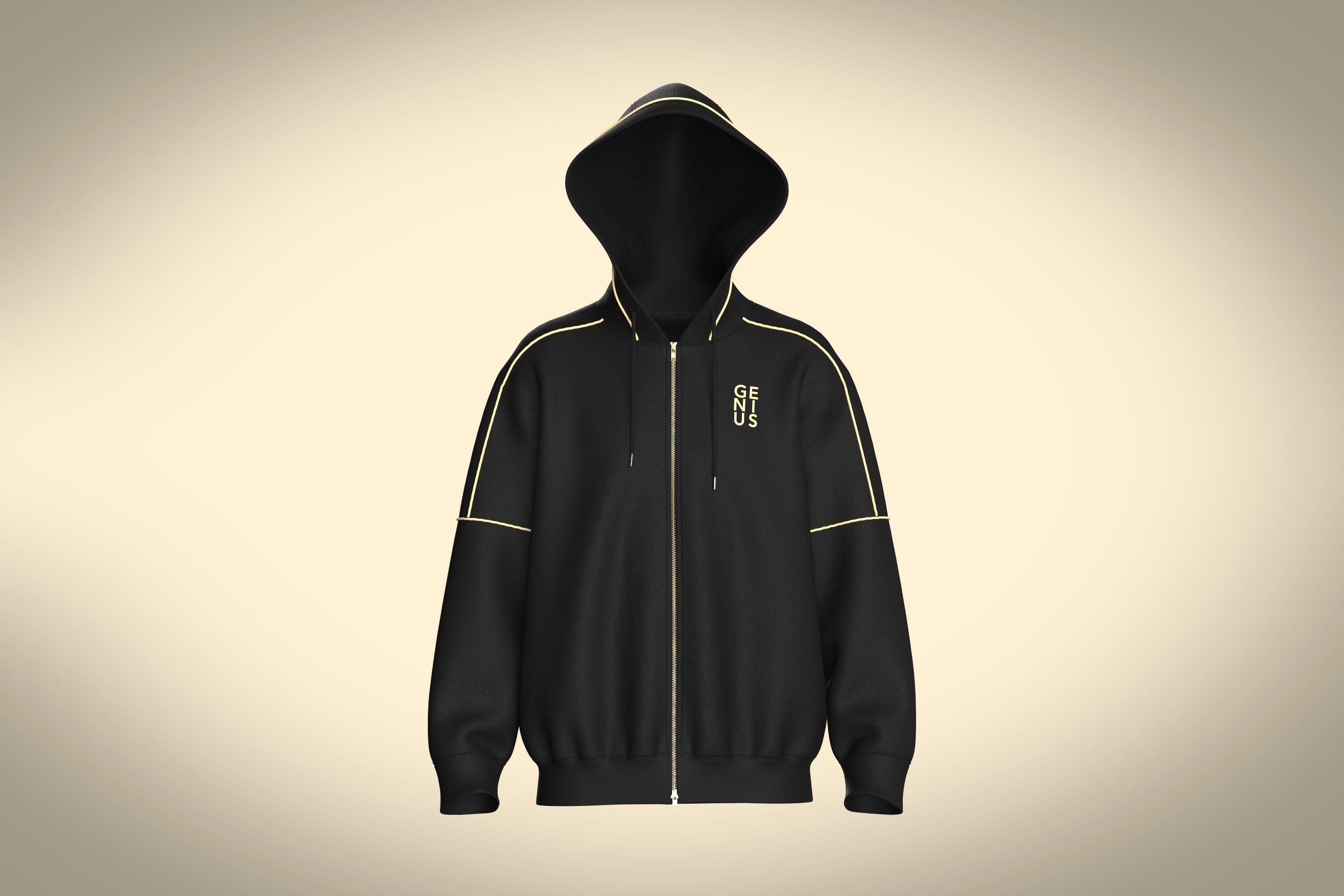 Mens Black And Gold Hoodie 3D model_12