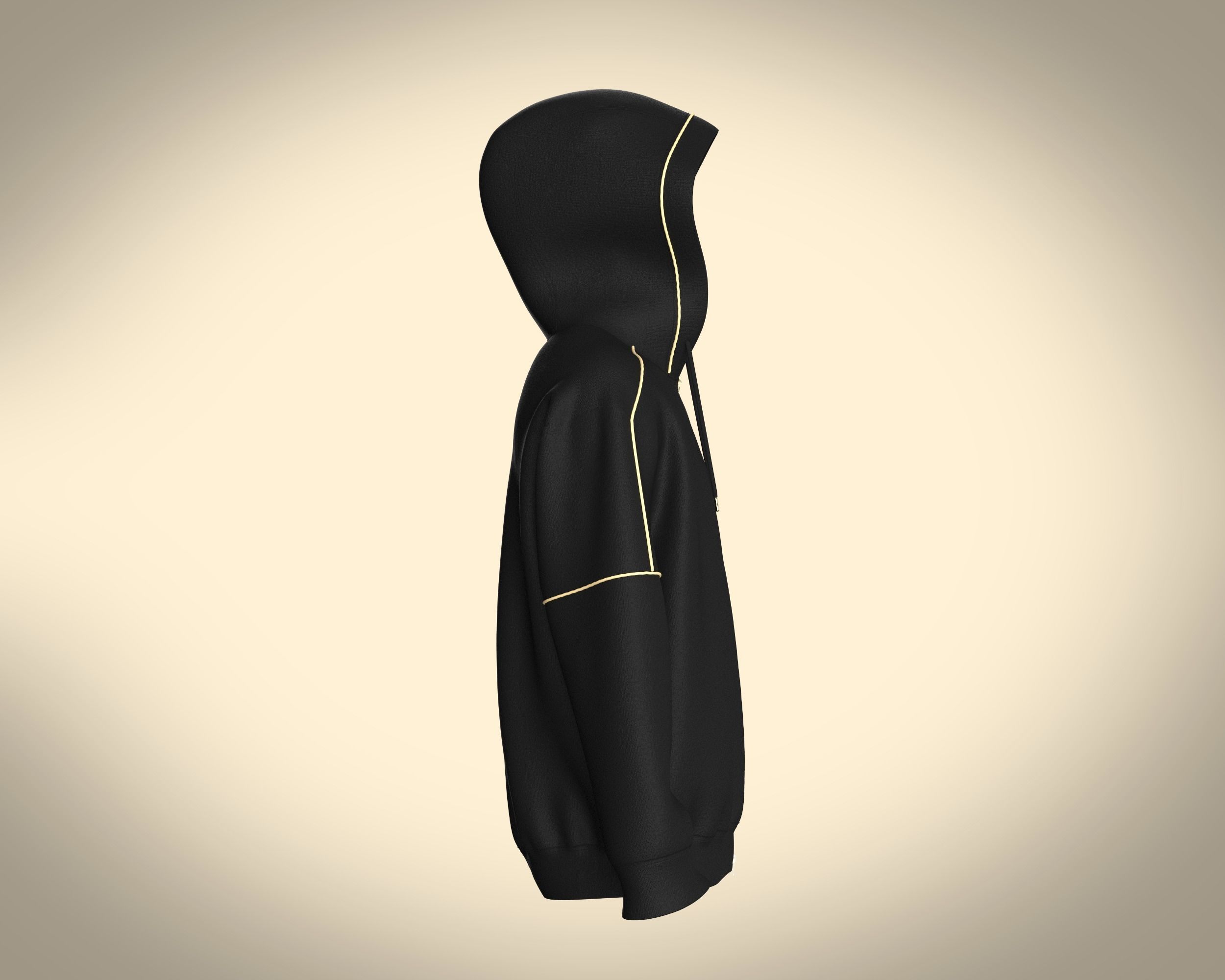 Mens Black And Gold Hoodie 3D model_2