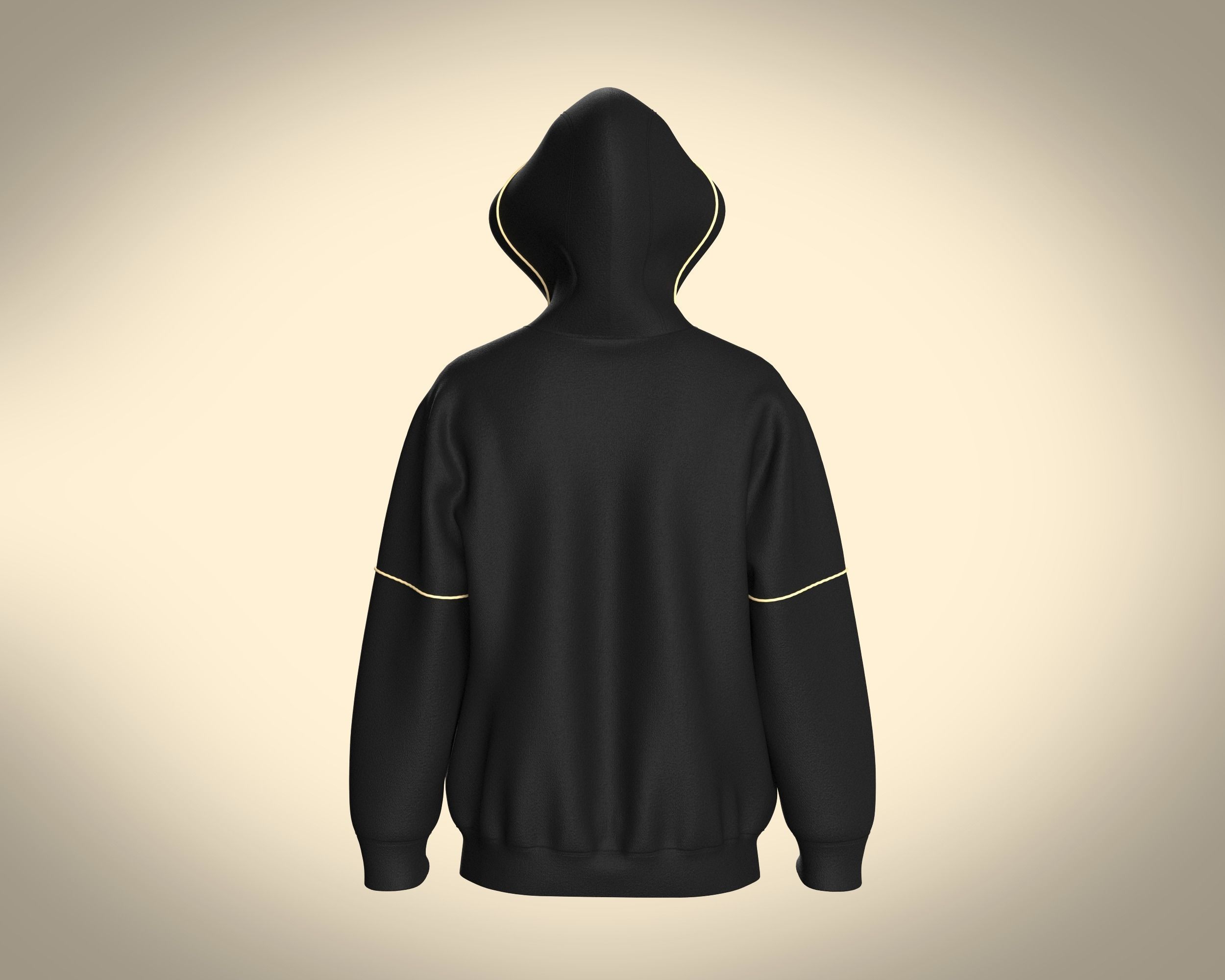 Mens Black And Gold Hoodie 3D model_4