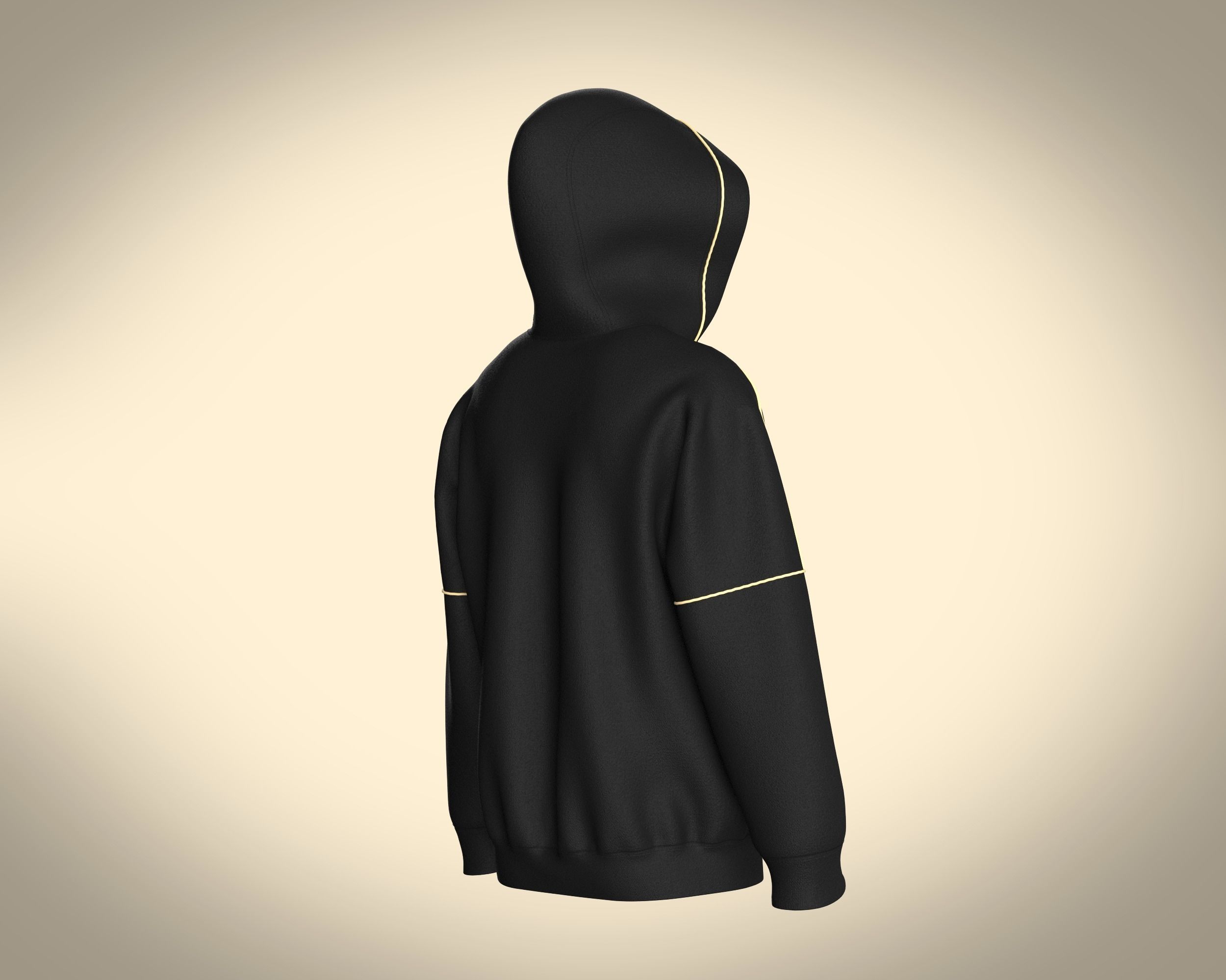 Mens Black And Gold Hoodie 3D model_3