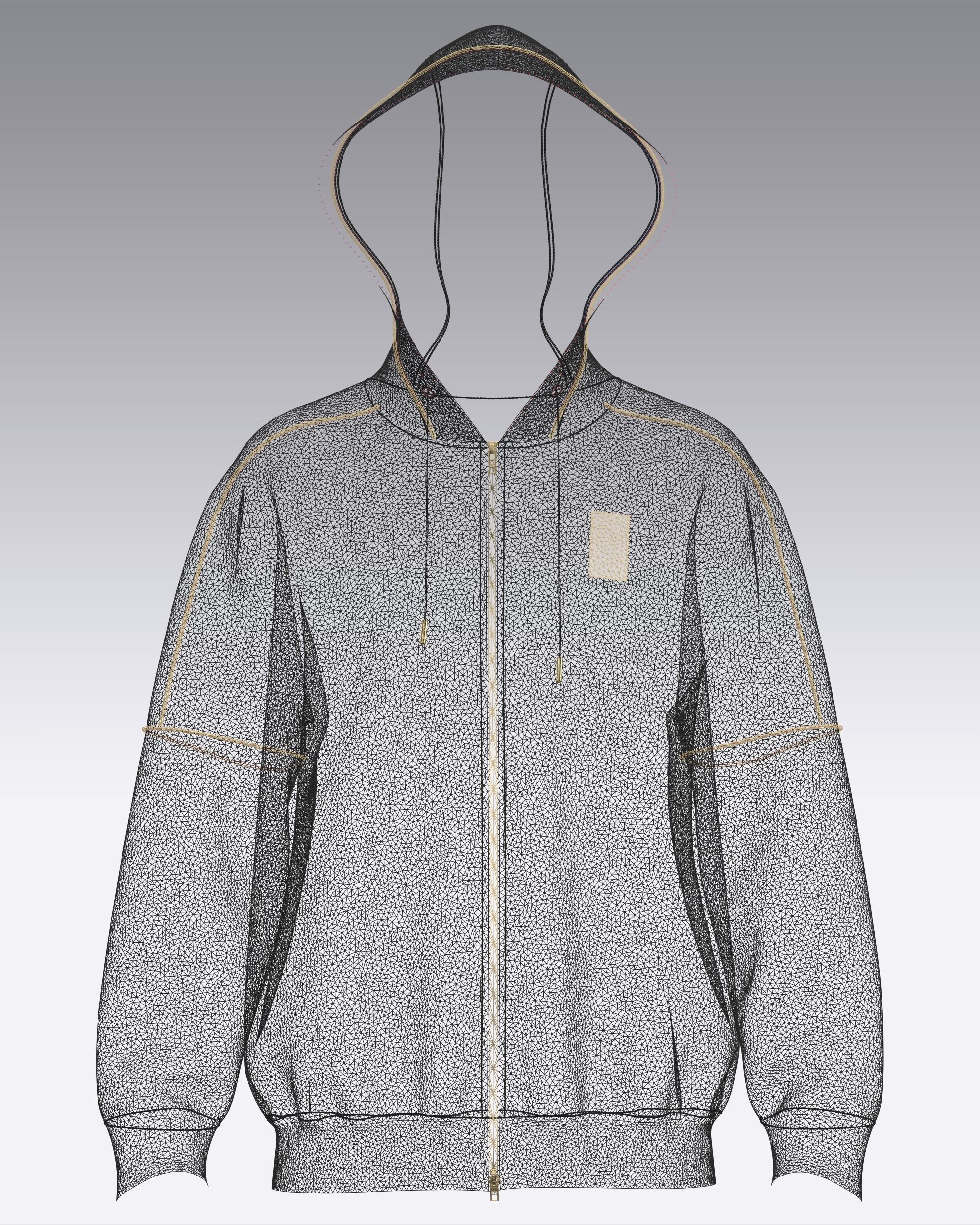 Mens Black And Gold Hoodie 3D model_13