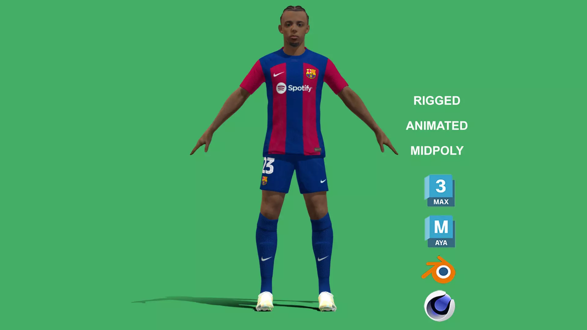 3D Rigged Jules Kounde Barcelona 2024 3D model